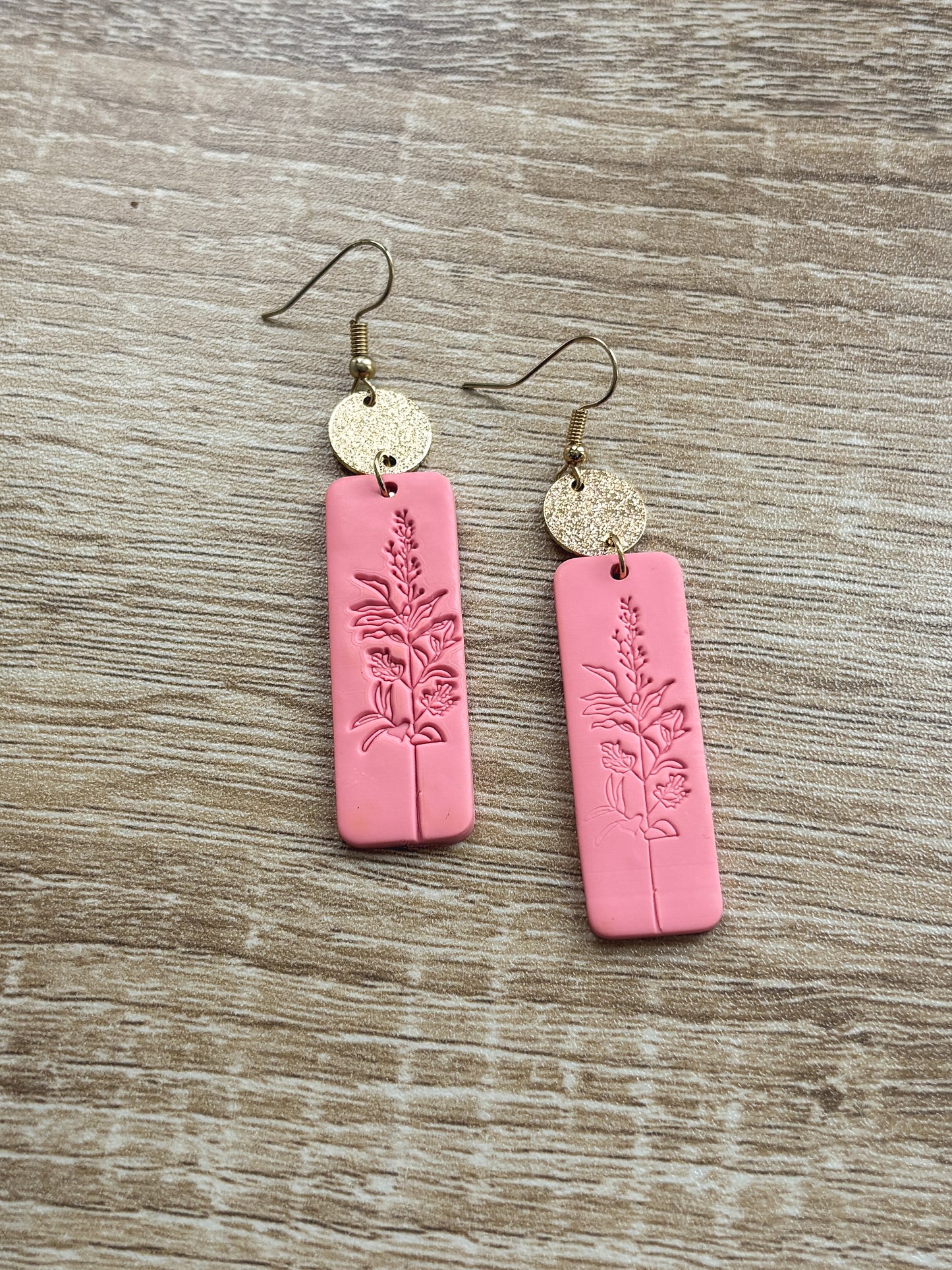 Beautiful Pink and Gold Floral Earrings