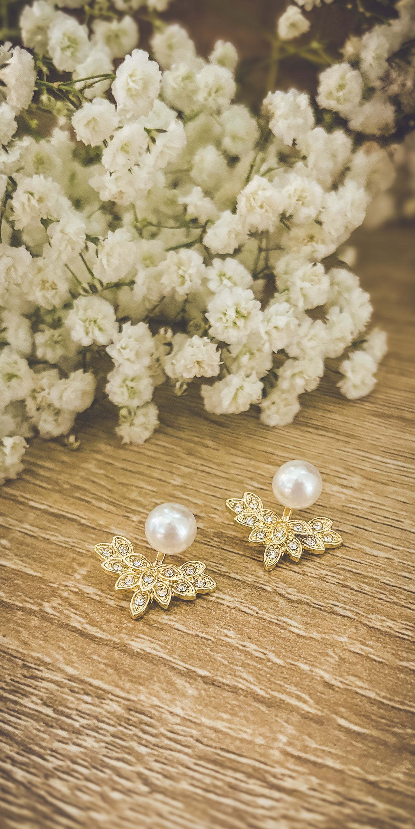 Beautiful Crystal and Pearl Jacket Earrings