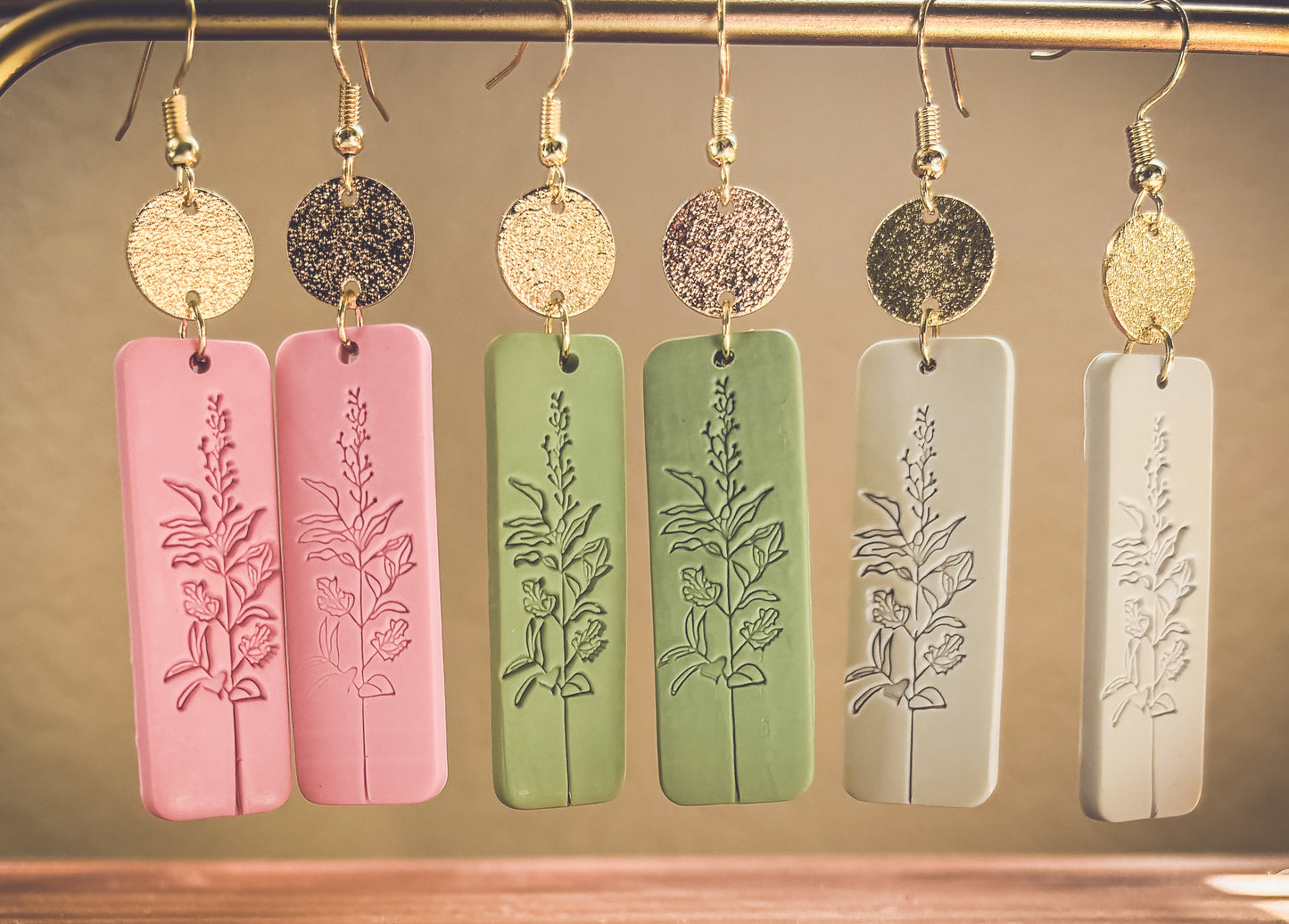 Beautiful Pink and Gold Floral Earrings