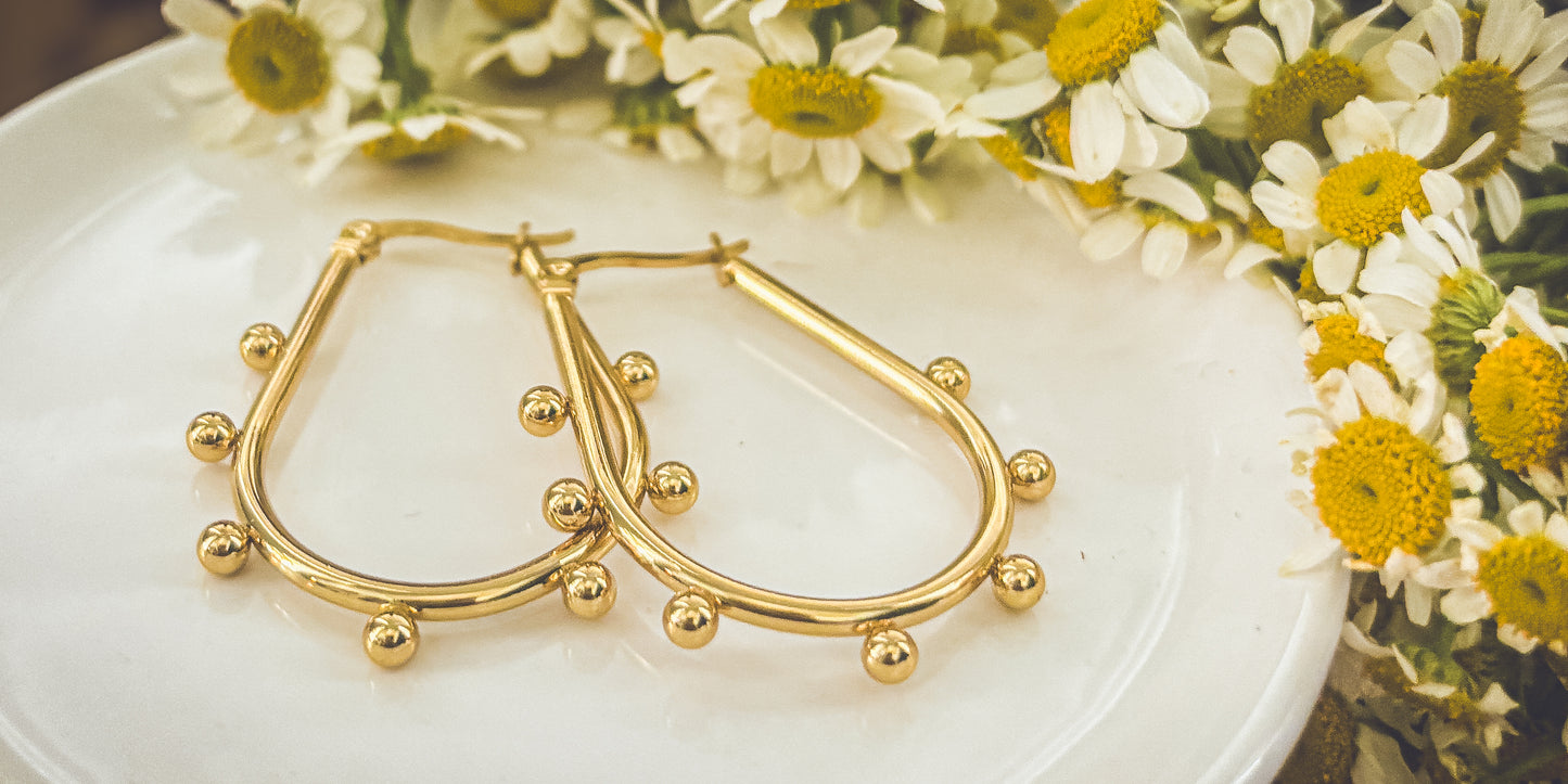 Beautiful Gold Hoop and Bauble Earrings