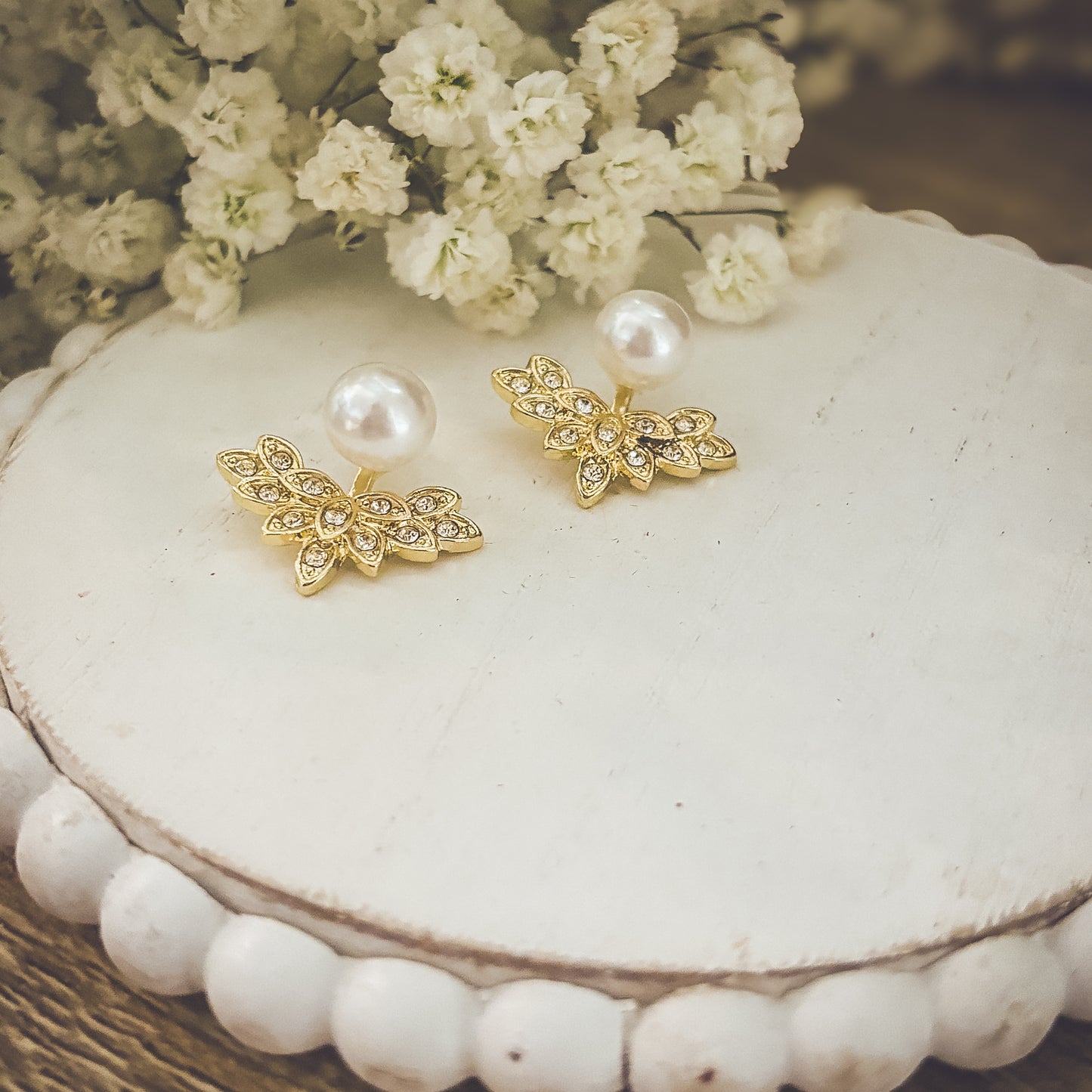 Beautiful Crystal and Pearl Jacket Earrings
