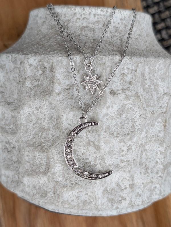Beautiful Gold or Silver Celestial Moon and Star Necklace