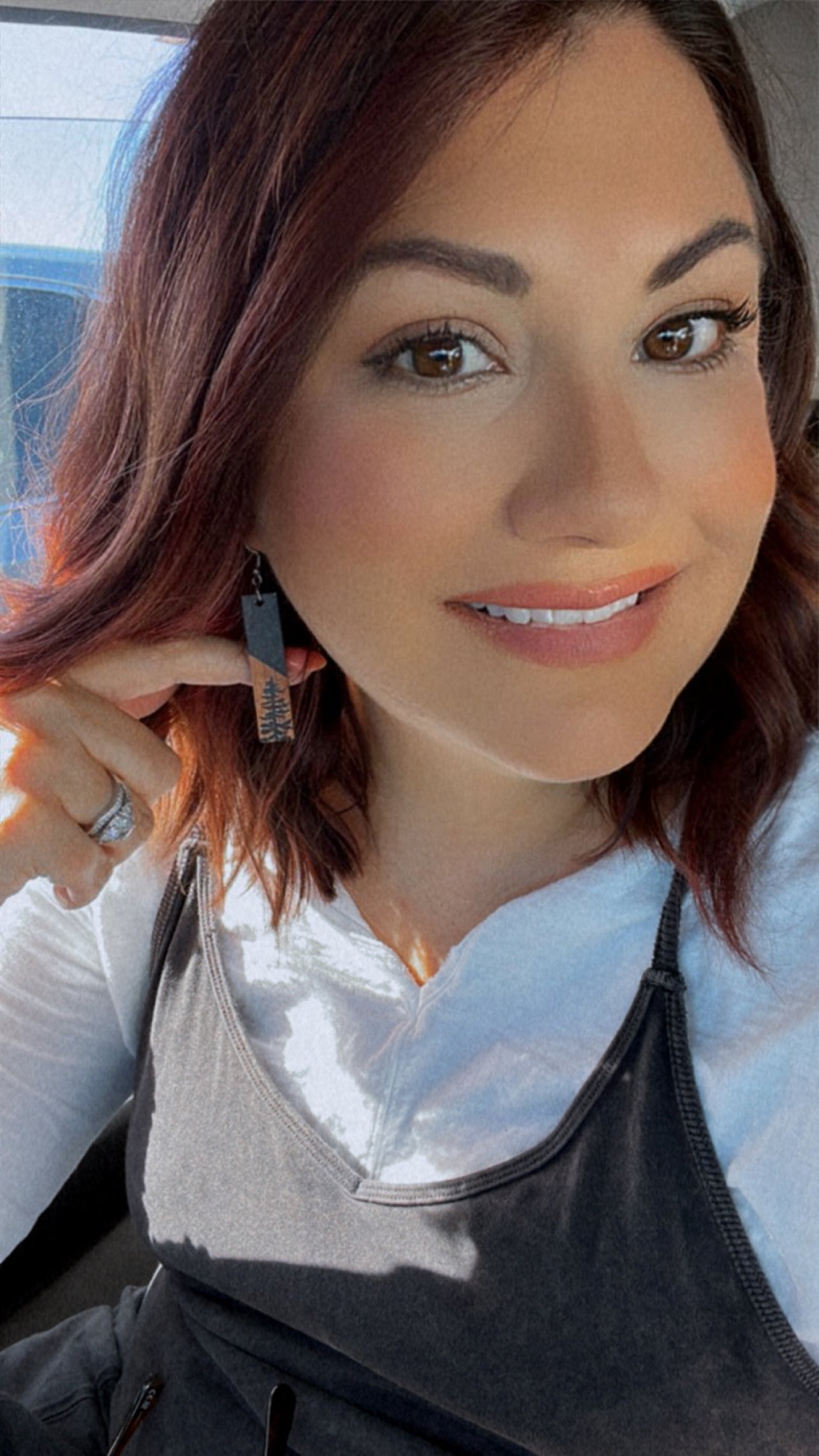 Beautiful Black and Wood Tree Earrings