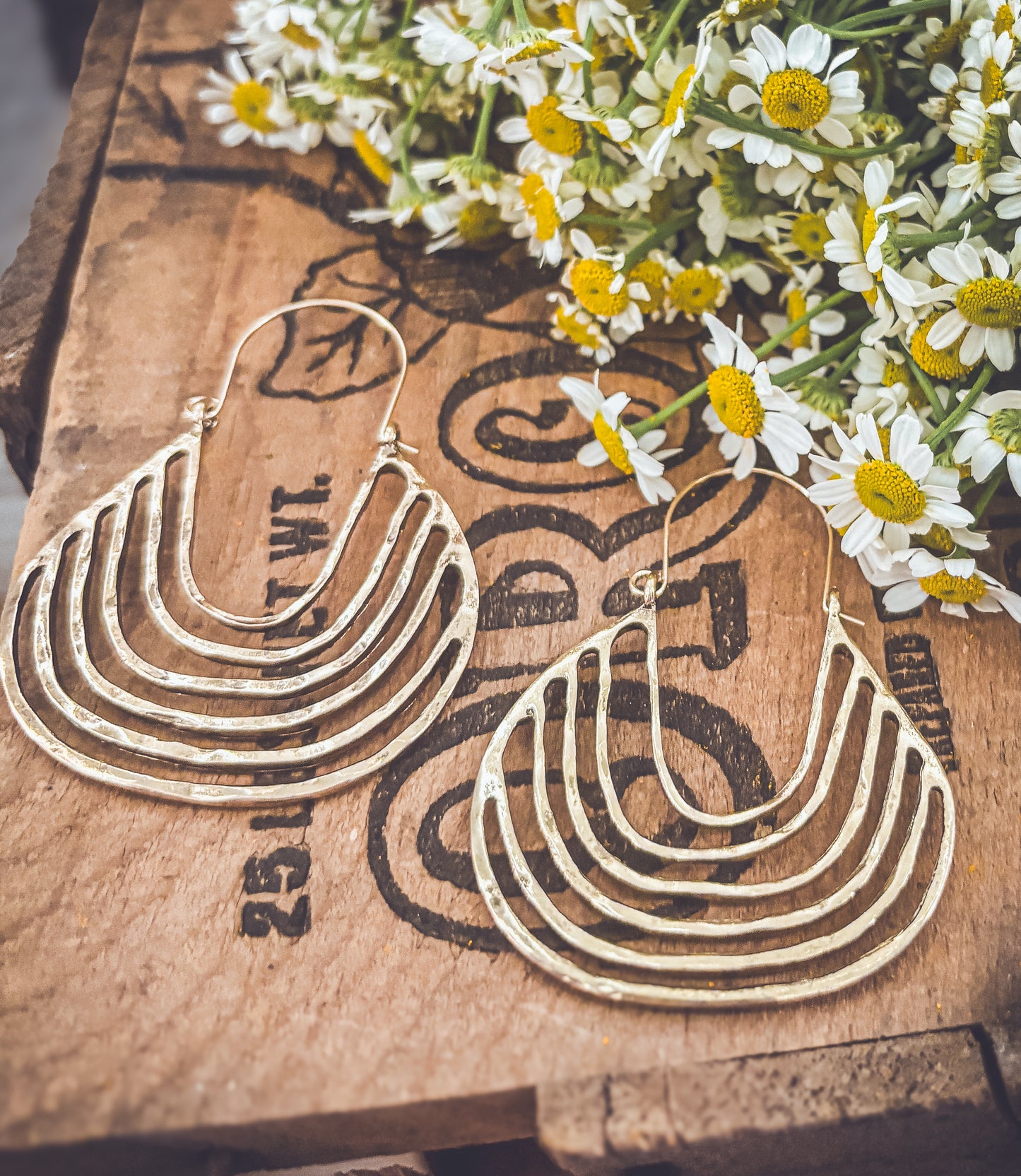 Beautiful Geometric Gold Drop Earrings