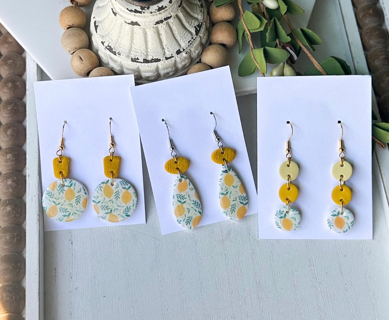 Beautiful Lemon Clay Earrings