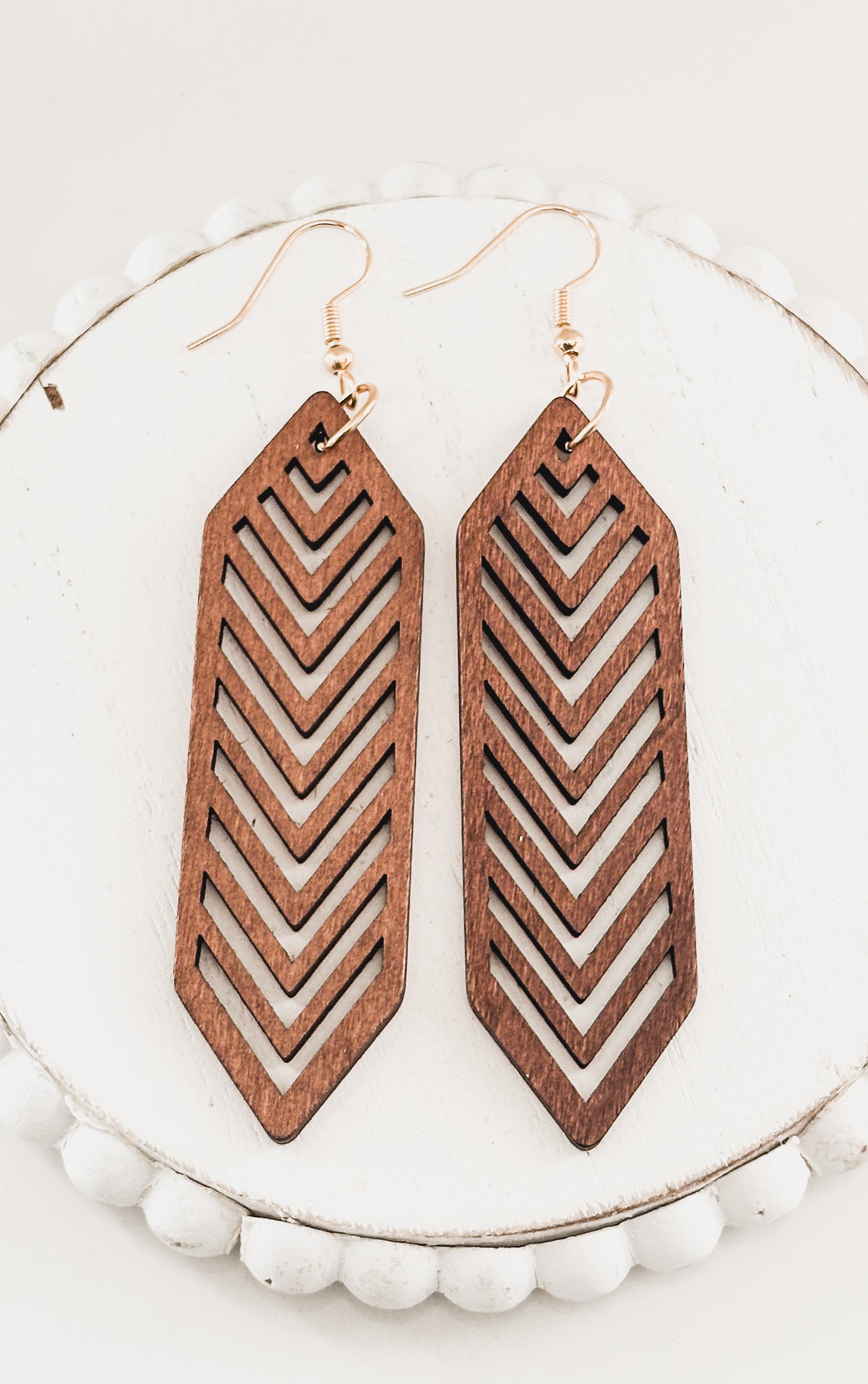 Beautiful Brown Wooden Laser Cut Earrings