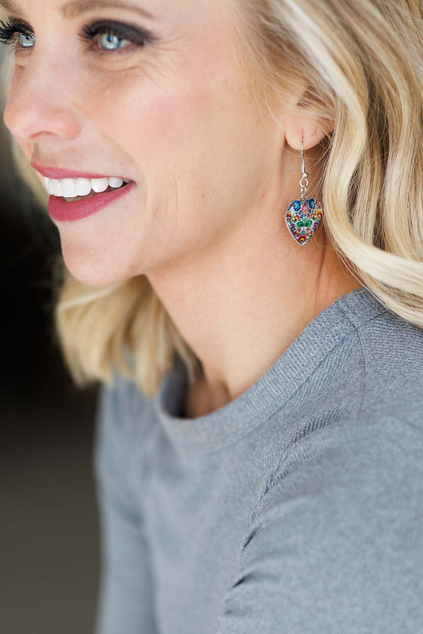 Beautiful Folk Style Heart Earrings