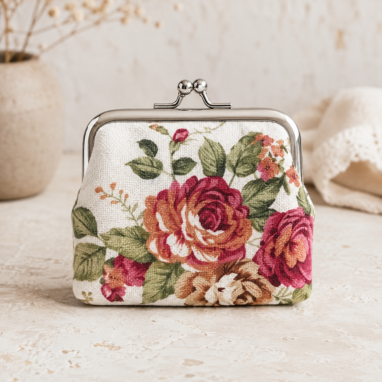 Vintage Victorian Floral Coin Purse