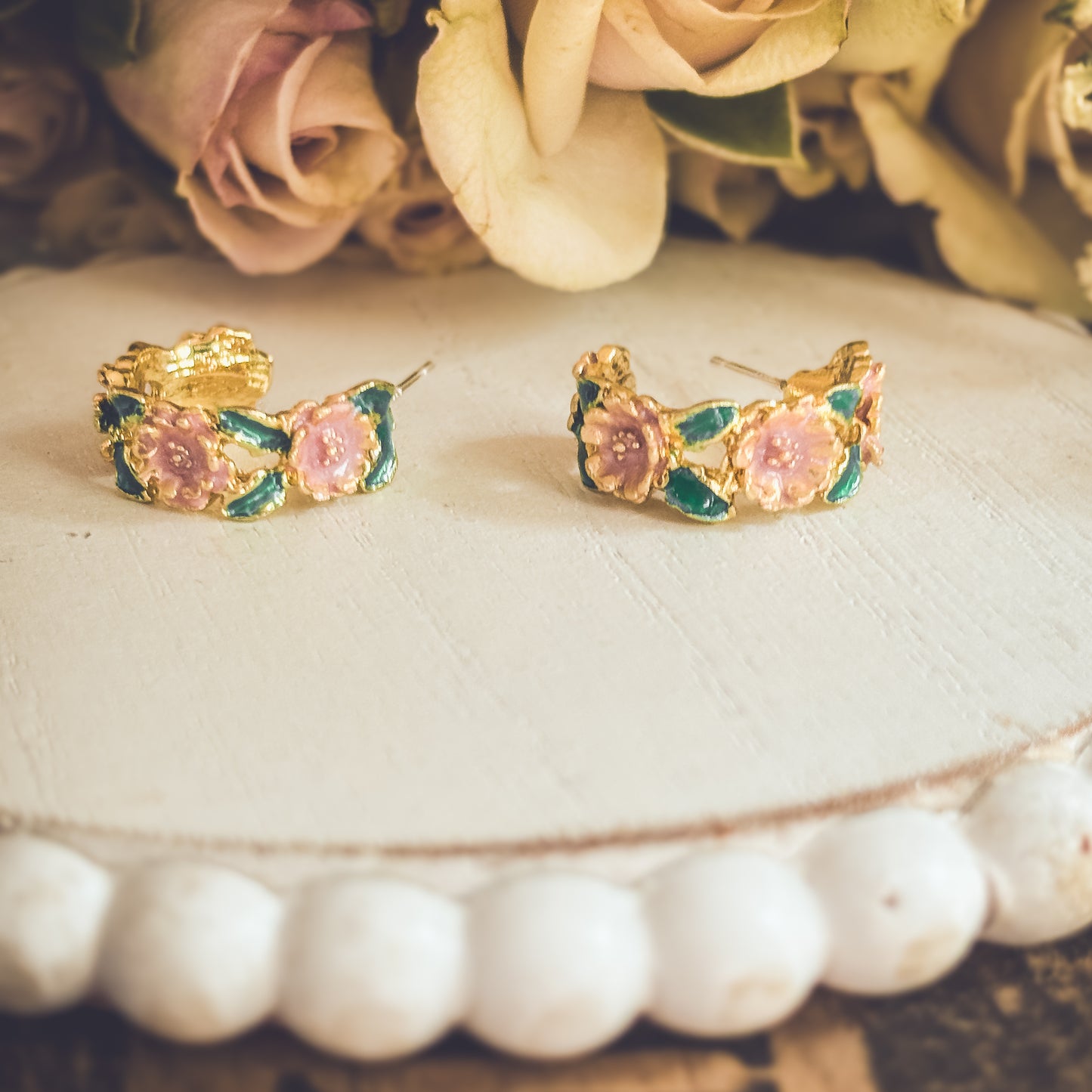 Beautiful Flower Hoop Earrings