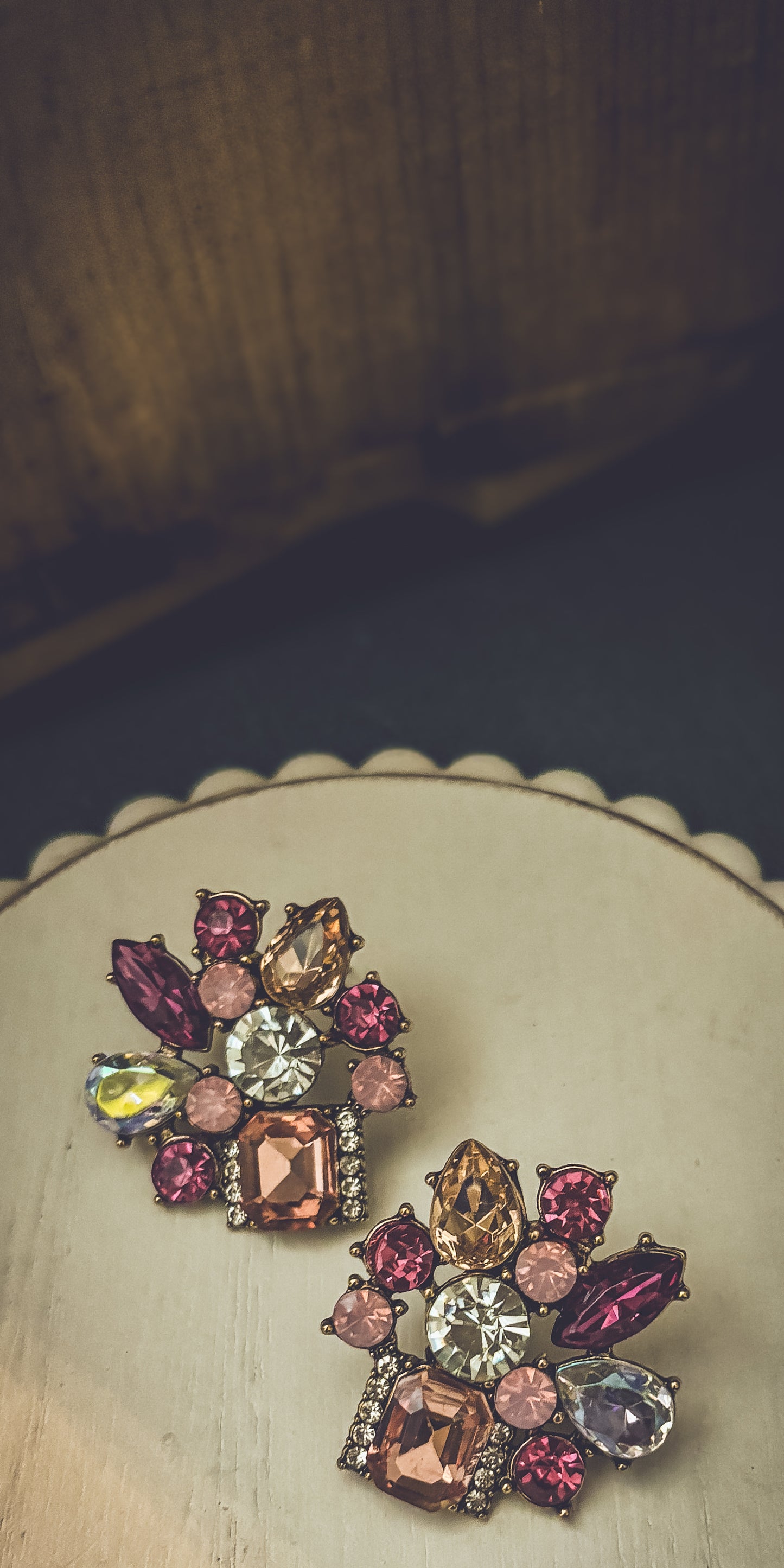 Beautiful Pink Crystal Statement Earrings