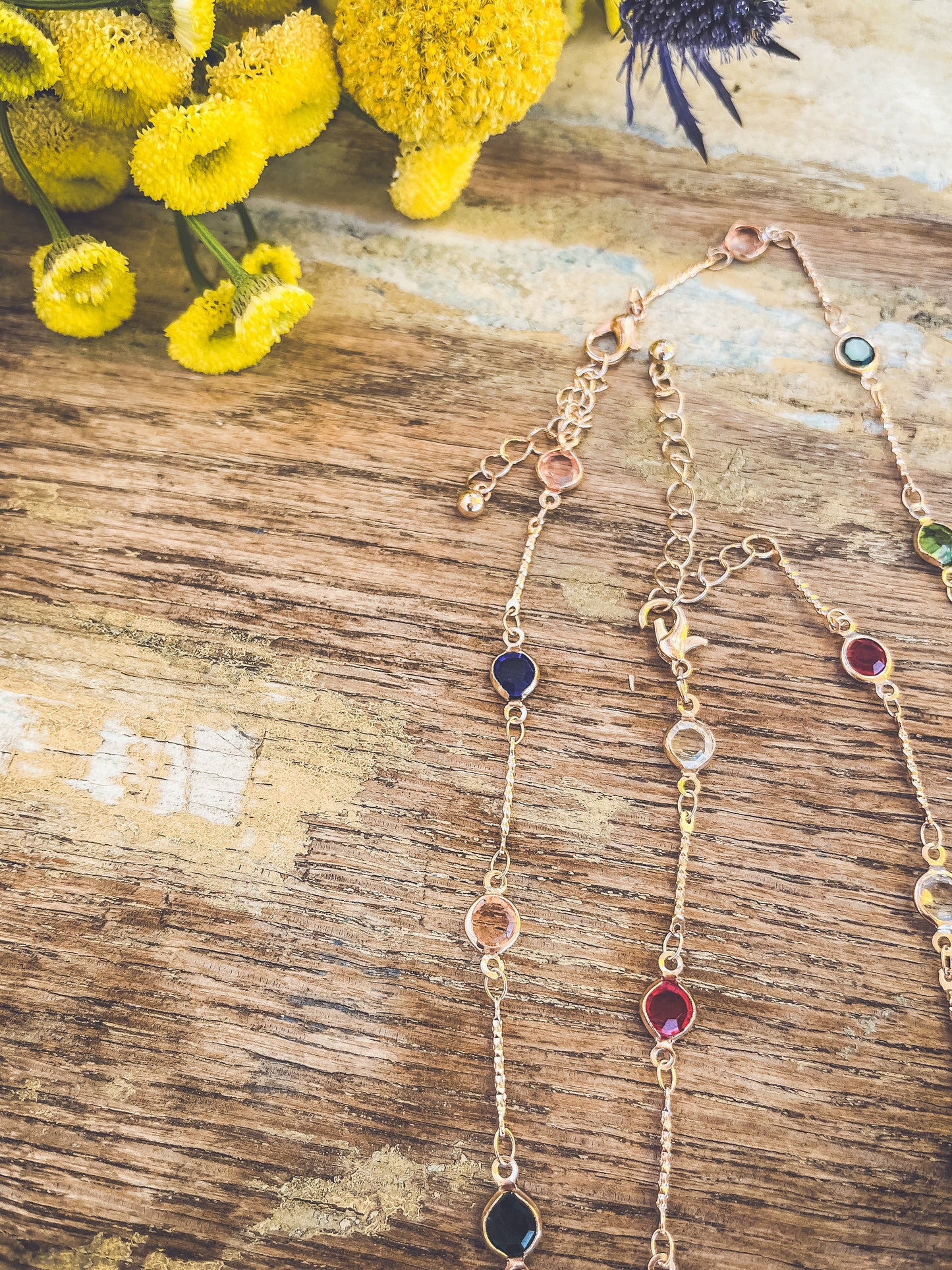 Beautiful Colorful Gold Anklet/Bracelet and Necklace Set