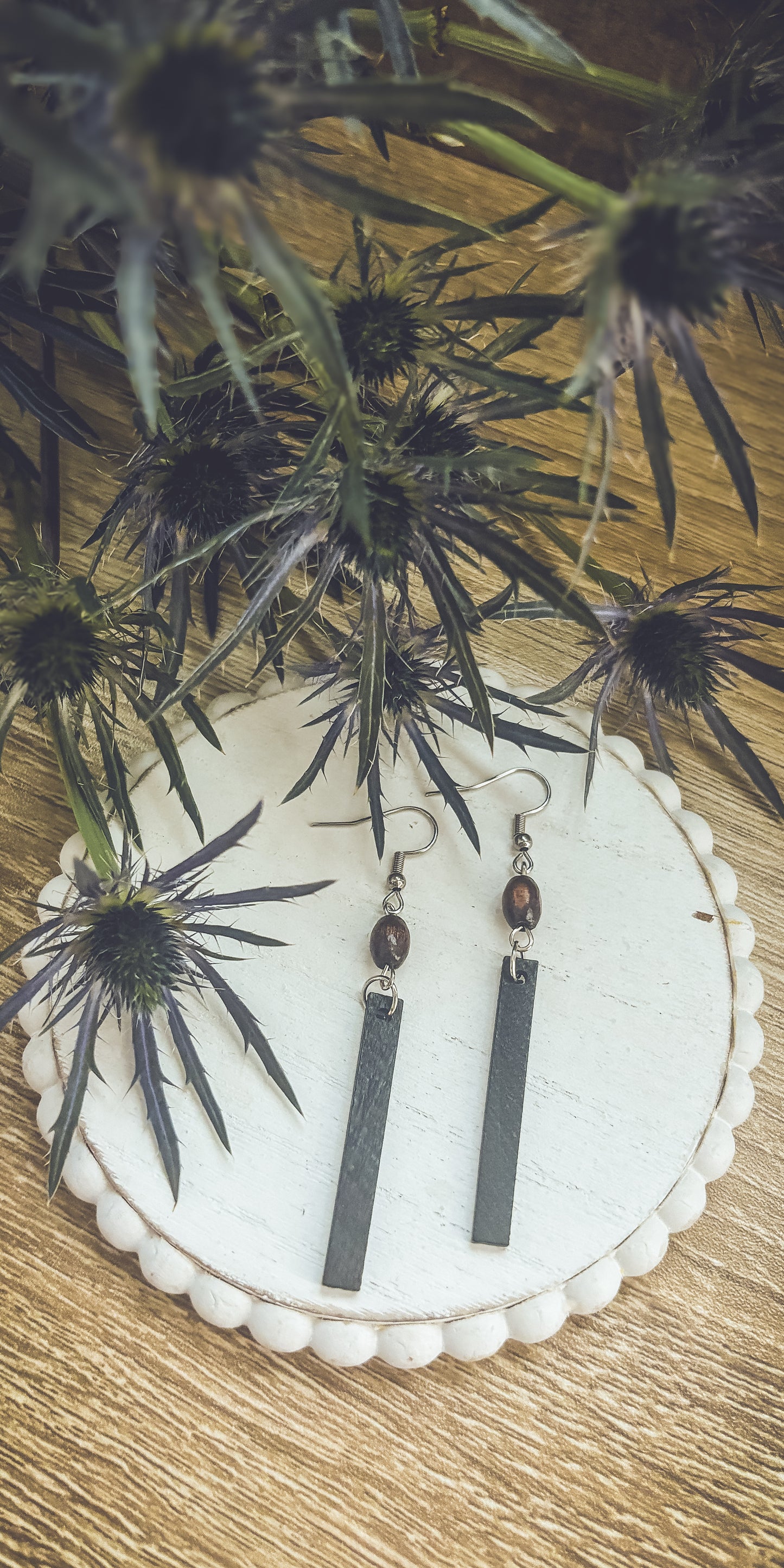 Beautiful Black Wood Earrings