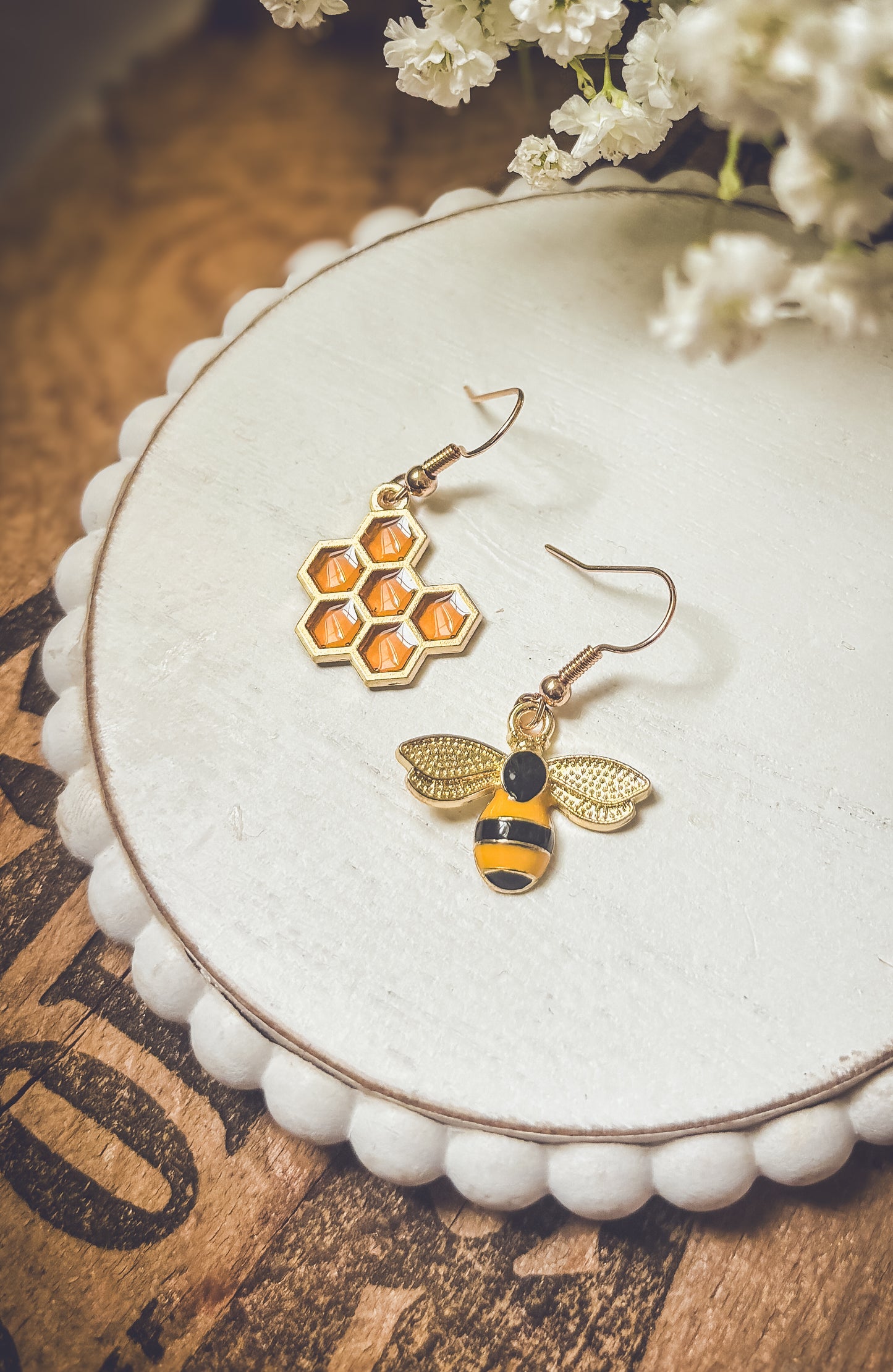 Honeybee Honeycomb Earrings