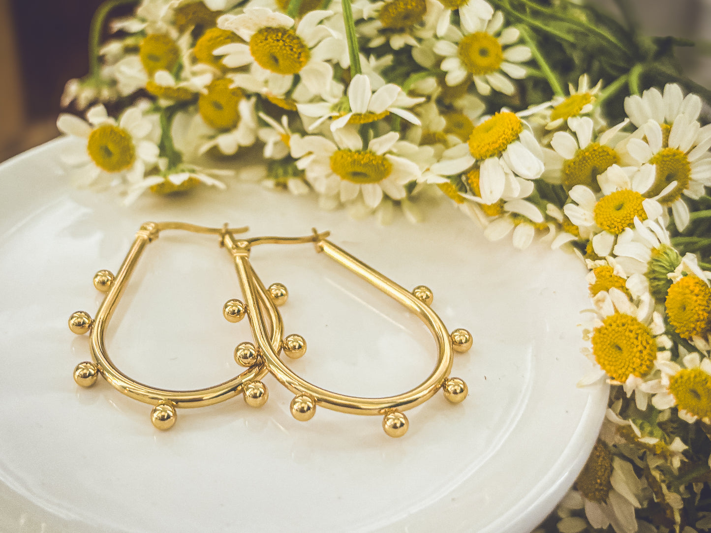 Beautiful Gold Hoop and Bauble Earrings