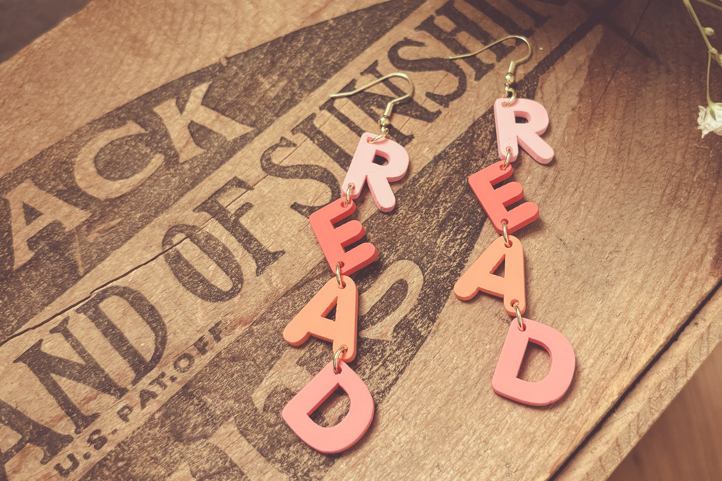 Adorable Pink R-E-A-D Earrings