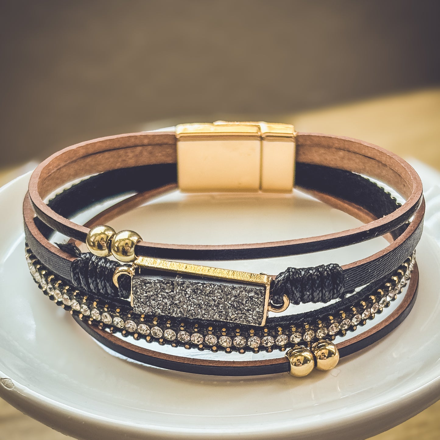 Beautiful Black Leather Bracelet