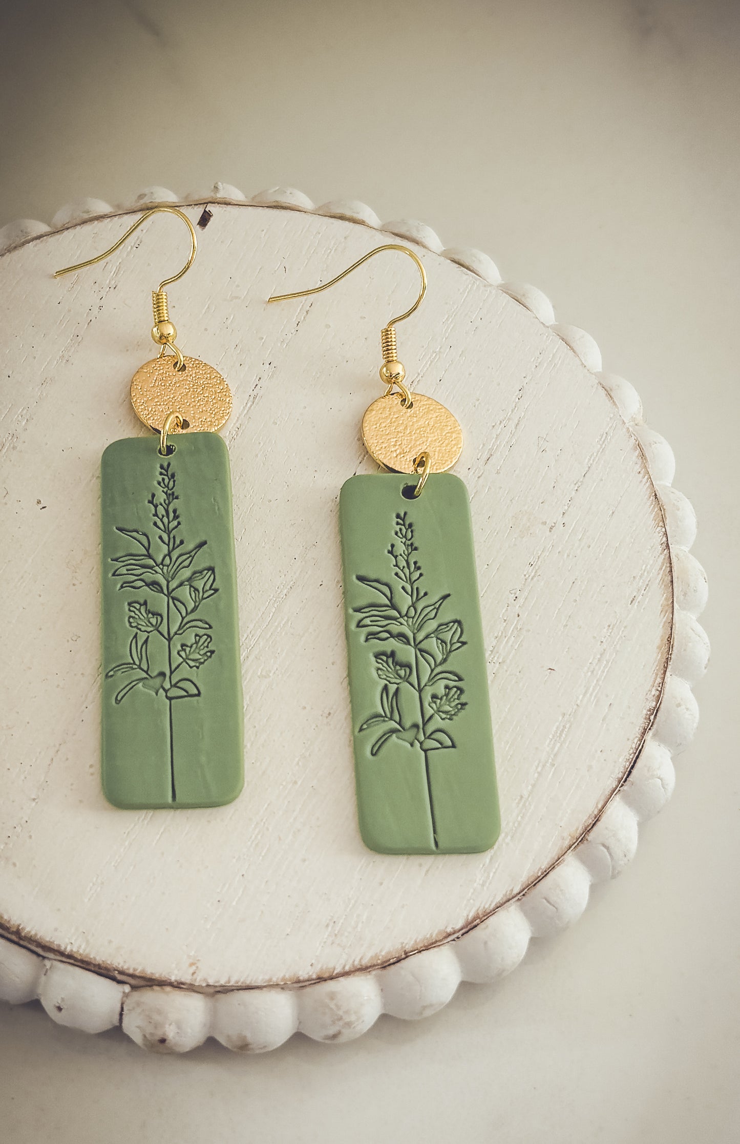 Beautiful Gold and Green Floral Earrings