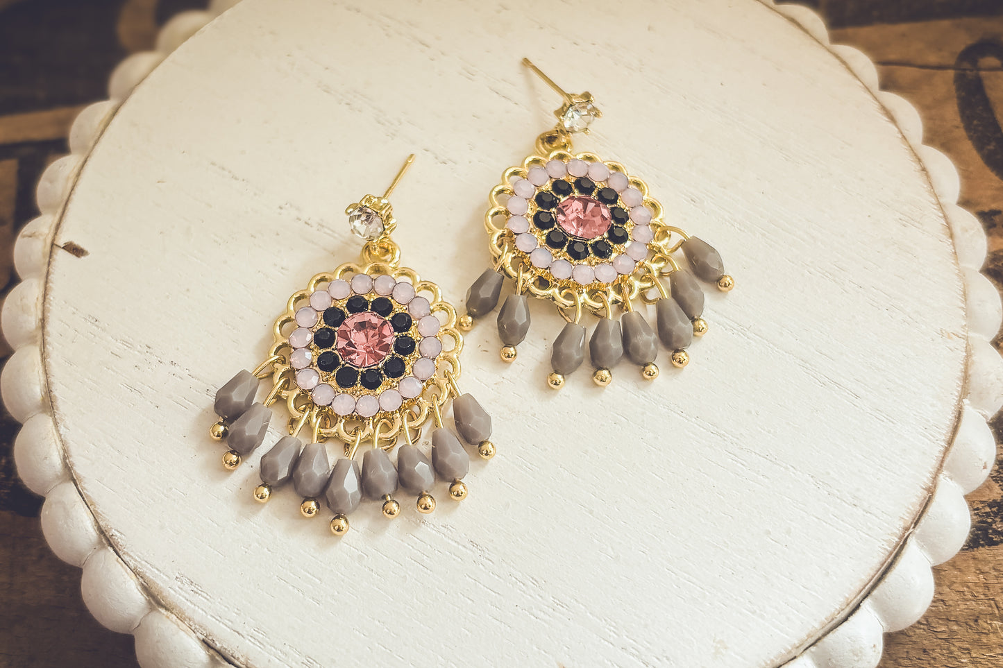 Beautiful Pink and Purple Crystal Drop Earrings