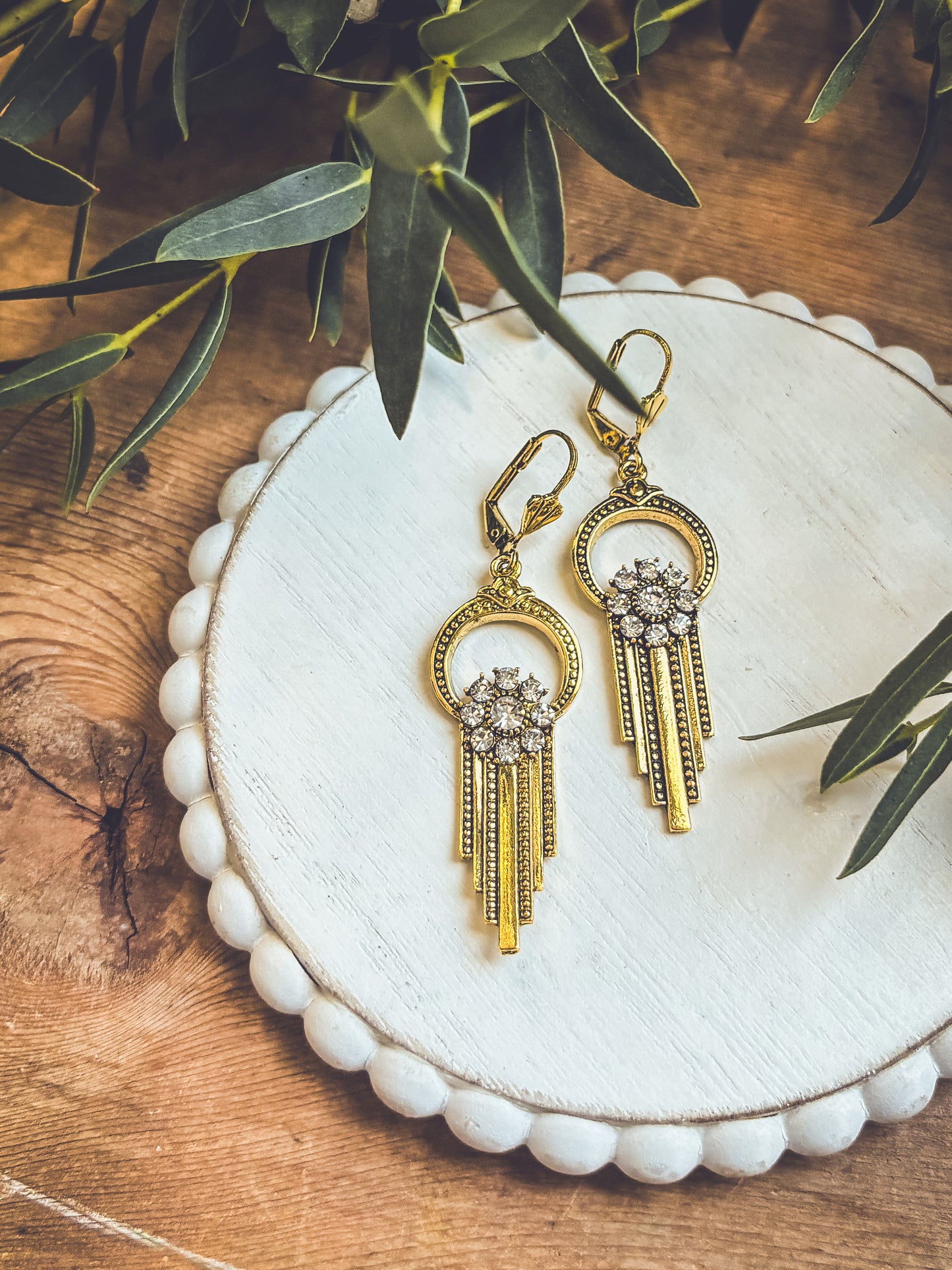 Beautiful Gold and Crystal Victorian Earrings