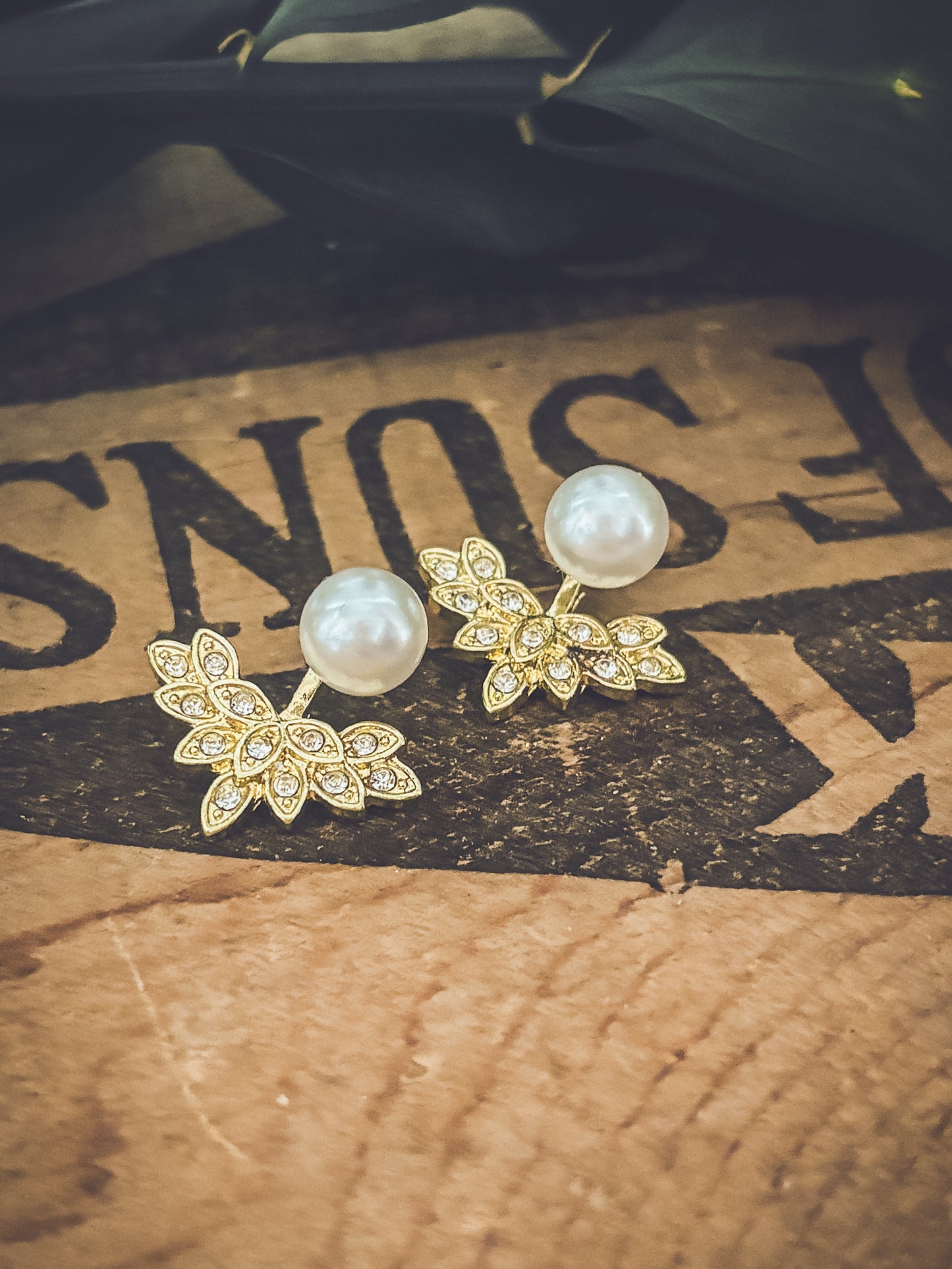 Beautiful Crystal and Pearl Jacket Earrings