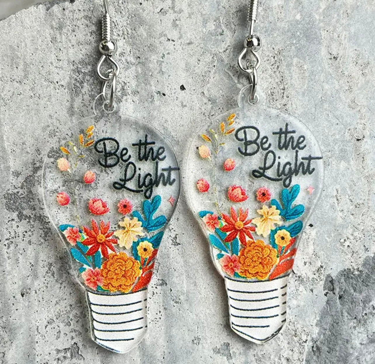 Beautiful Acrylic Be the Light Earrings
