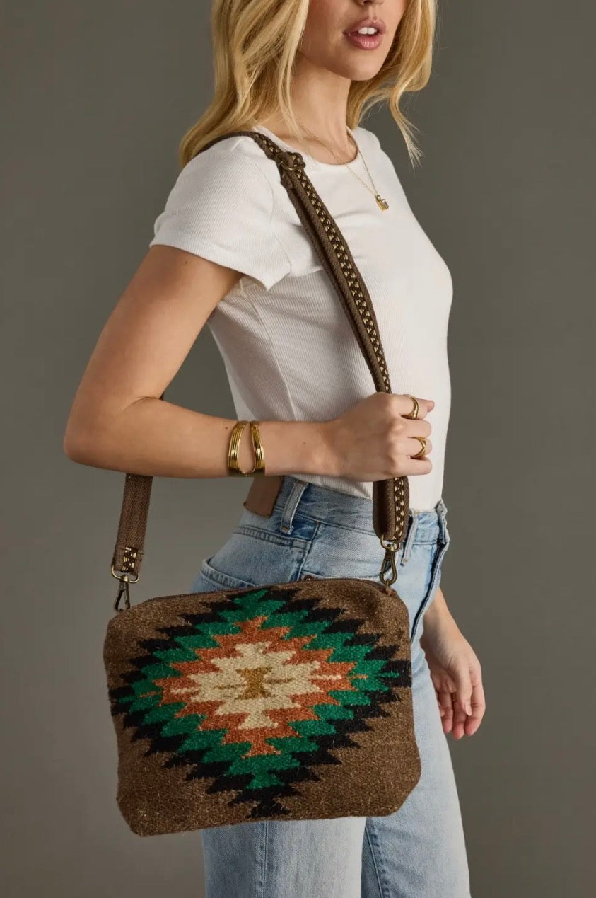 Brown & Multicolored Western Crossbody