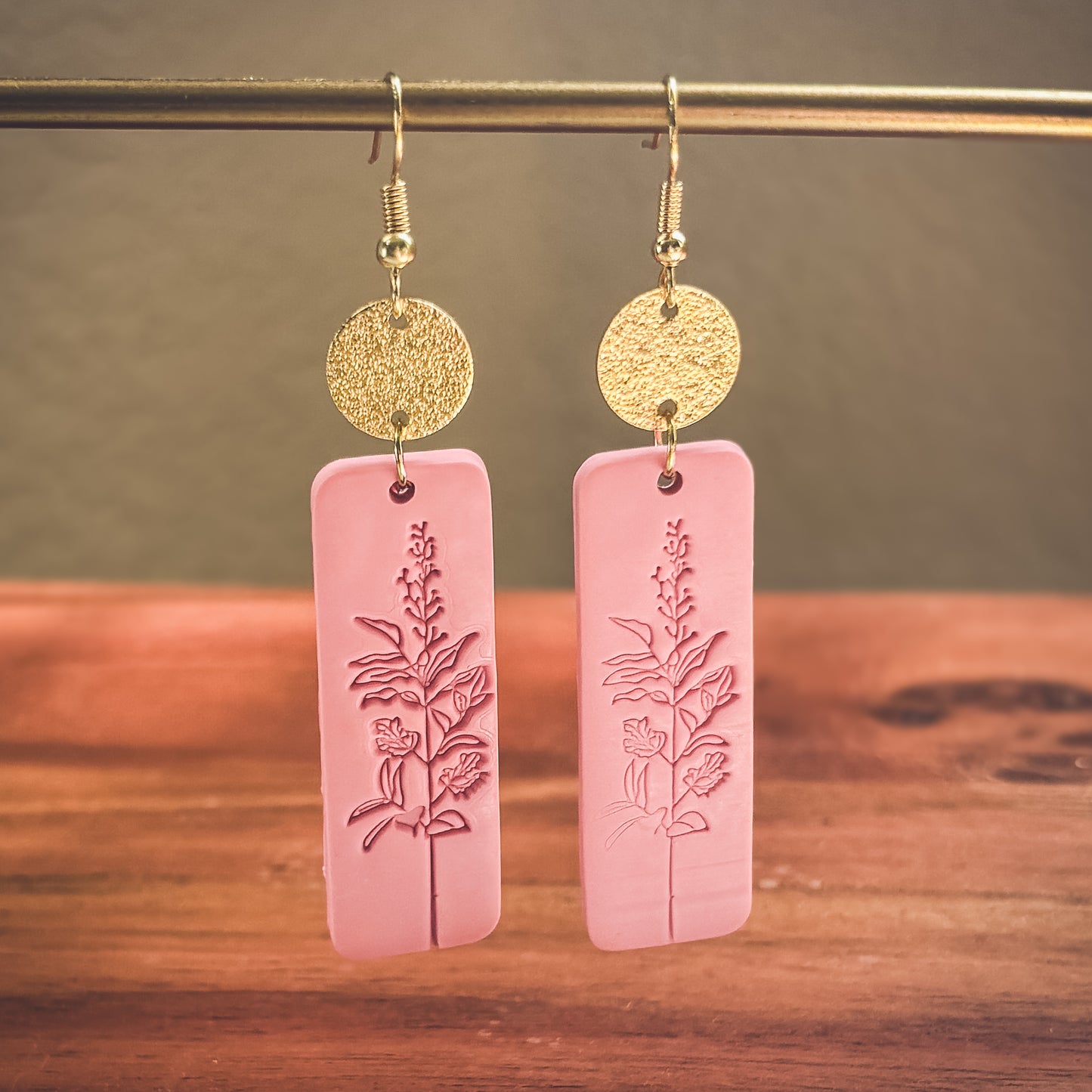 Beautiful Pink and Gold Floral Earrings