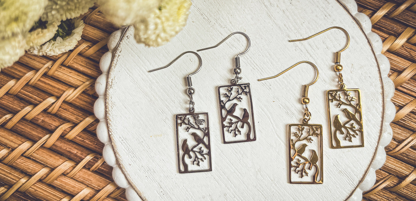 Beautiful Gold or Silver Bird Earrings