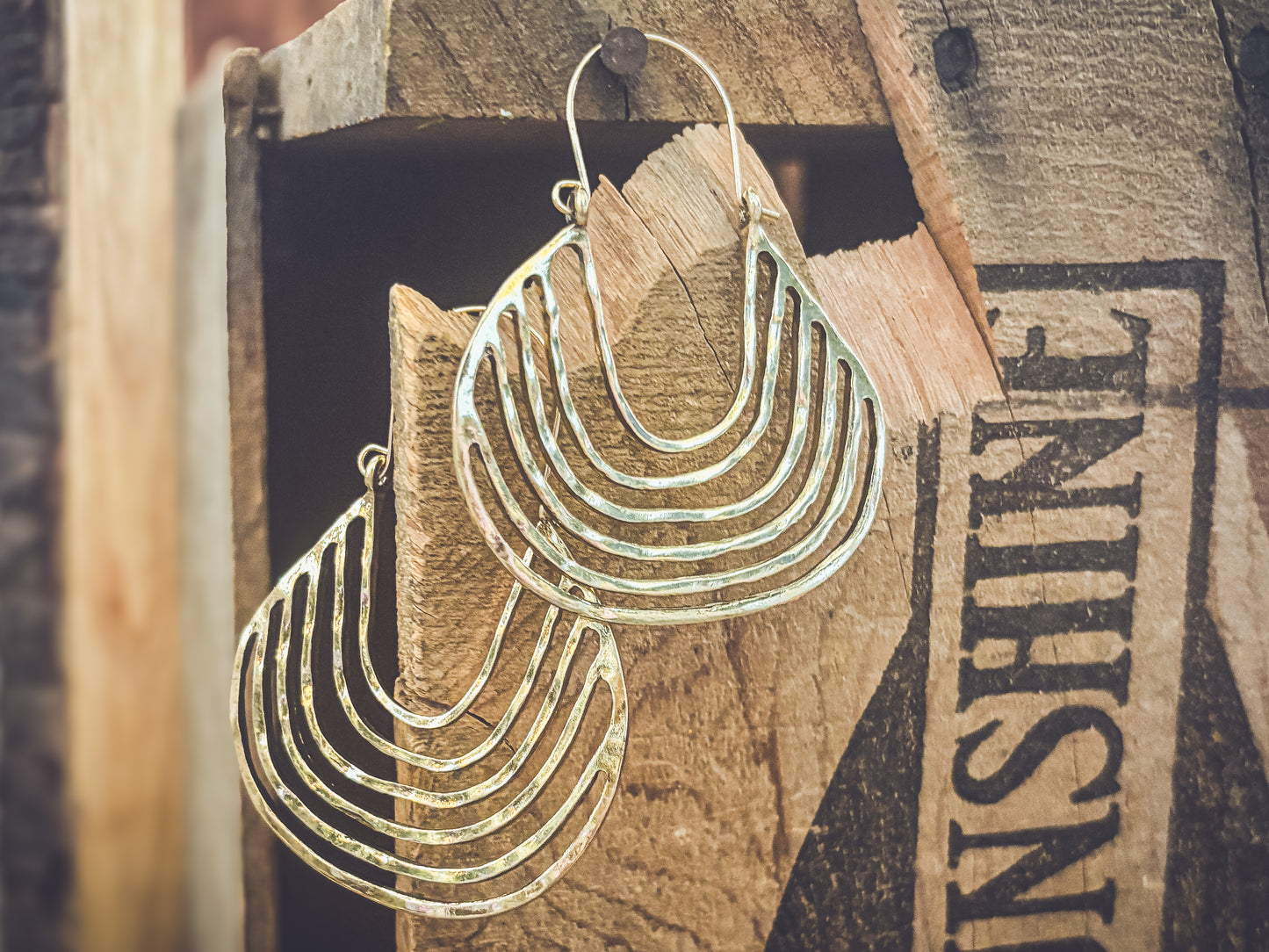 Beautiful Geometric Gold Drop Earrings