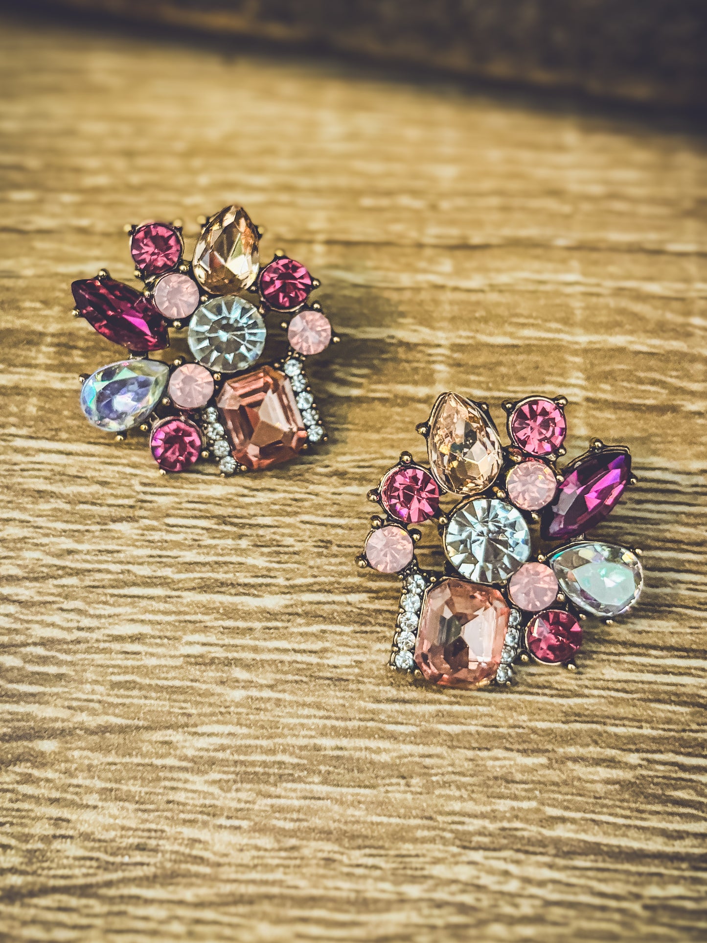 Beautiful Pink Crystal Statement Earrings