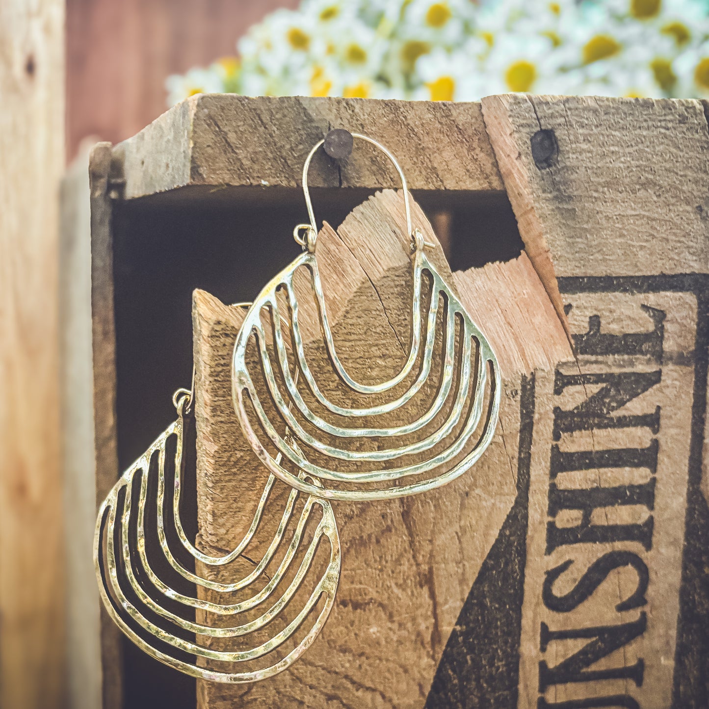 Beautiful Geometric Gold Drop Earrings