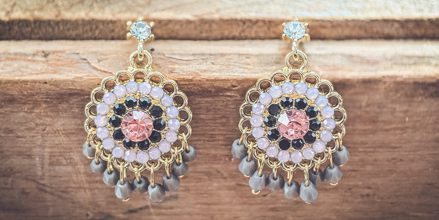 Beautiful Pink and Purple Crystal Drop Earrings