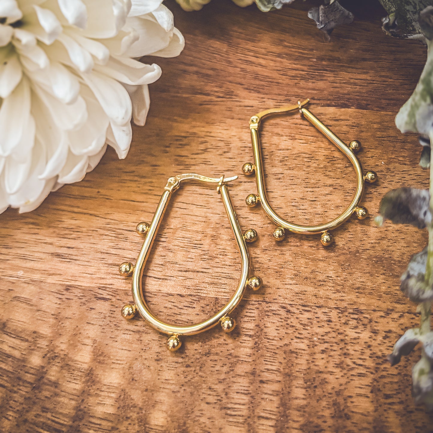 Beautiful Gold Hoop and Bauble Earrings