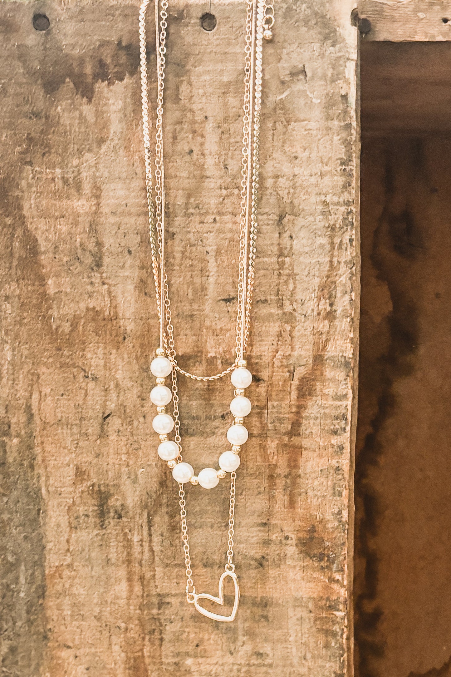 Beautiful Gold and Pearl Heart Necklace