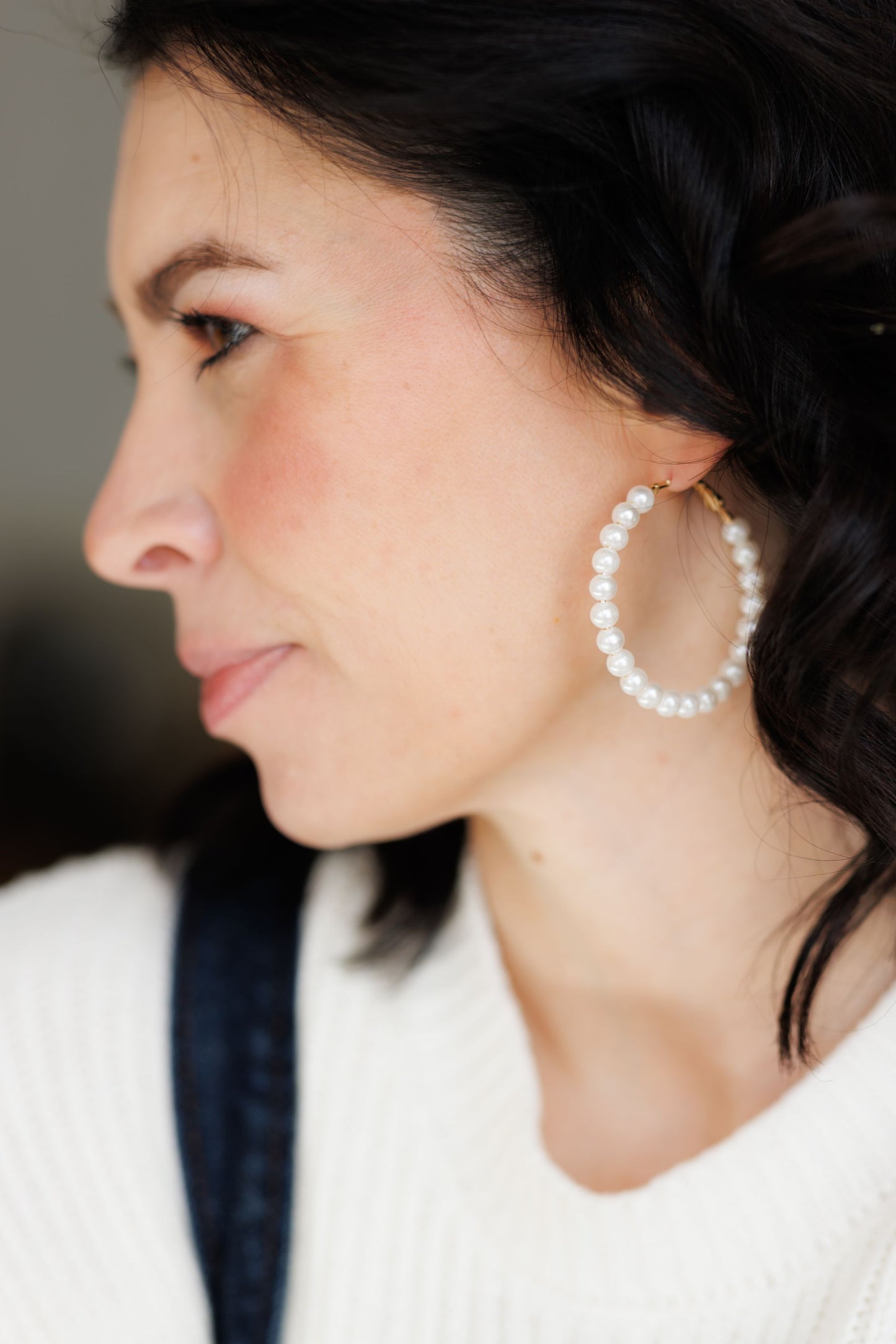 Beautiful Pearl Hoops