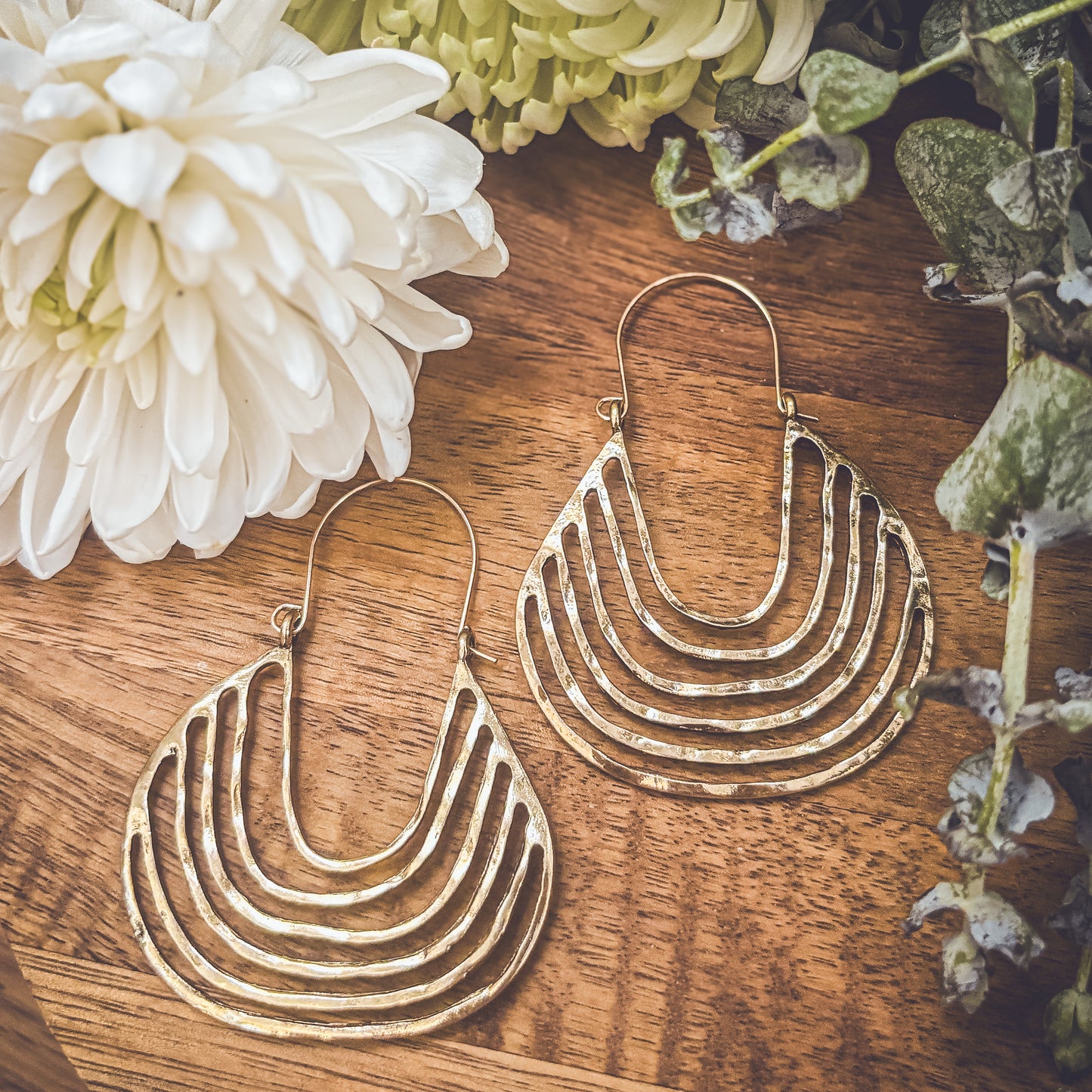 Beautiful Geometric Gold Drop Earrings