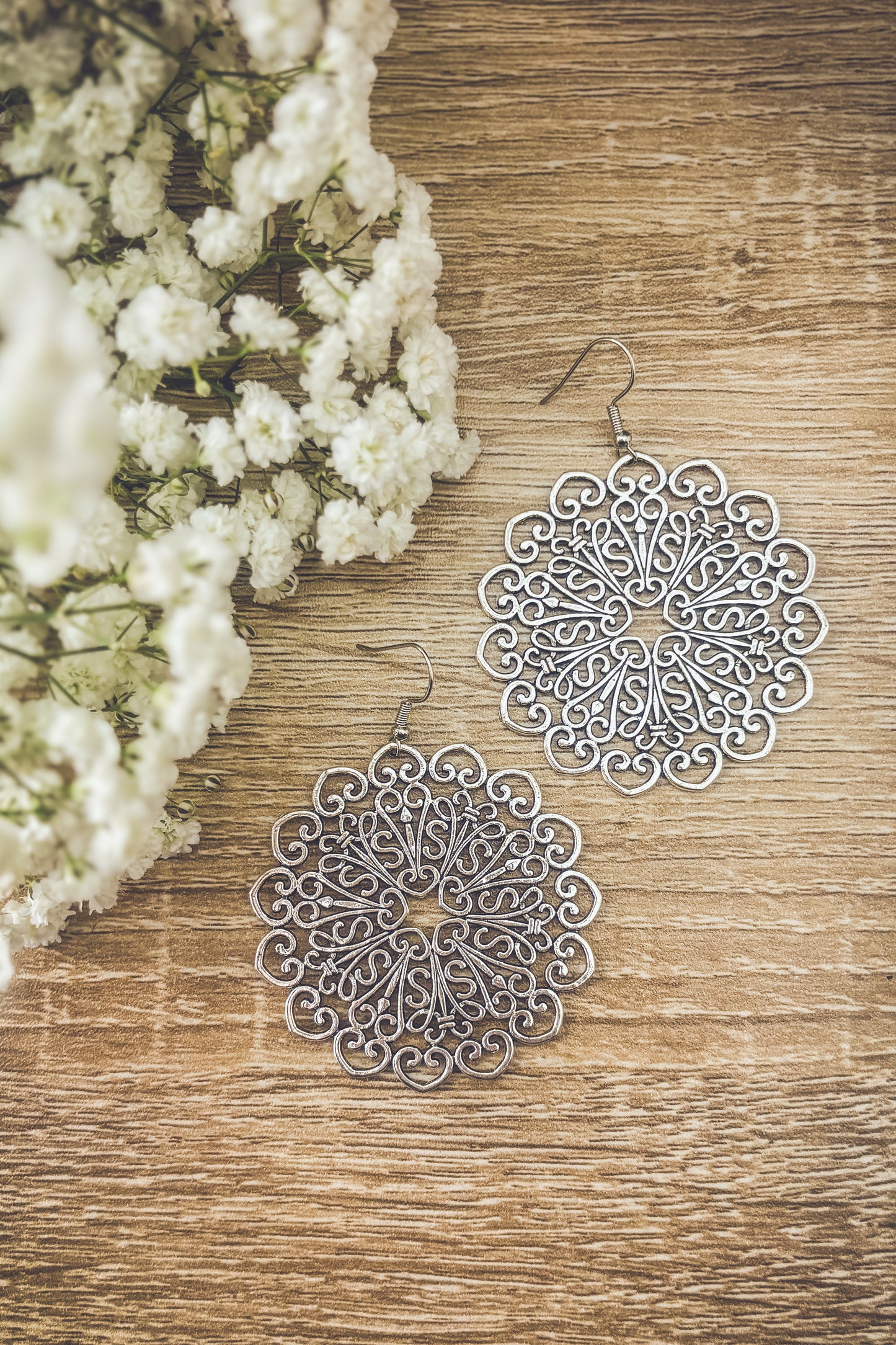 Beautiful Boho Silver Drop Earrings