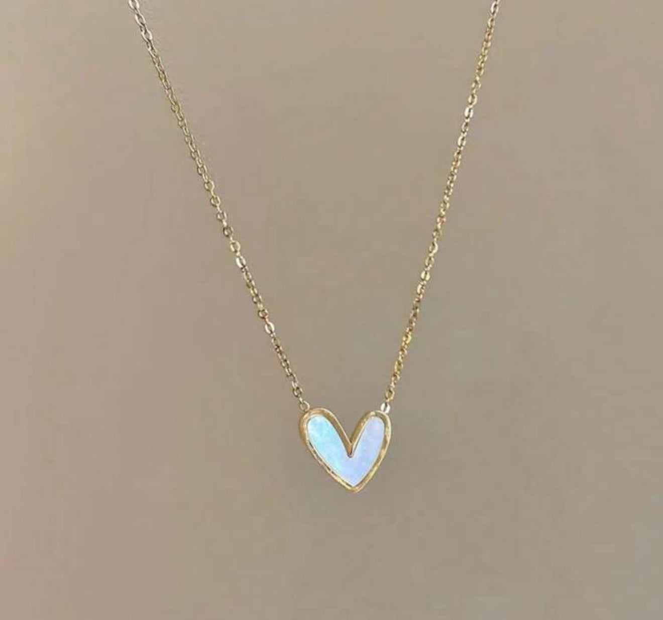 Beautiful Gold and White Heart Necklace