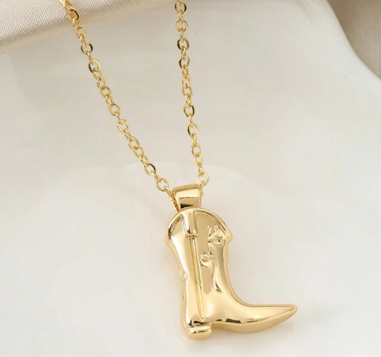 Beautiful Gold Cowboy Boot Necklace