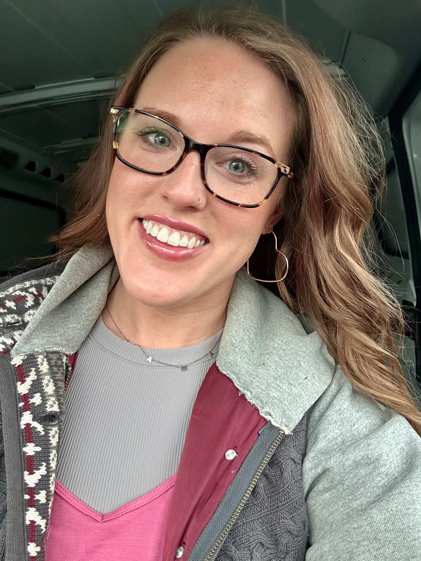 Beautiful Silver Heart Hoop Earrings