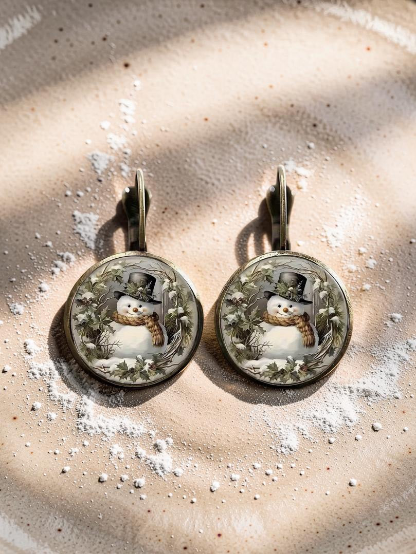 Cozy Vintage Snowman Earrings