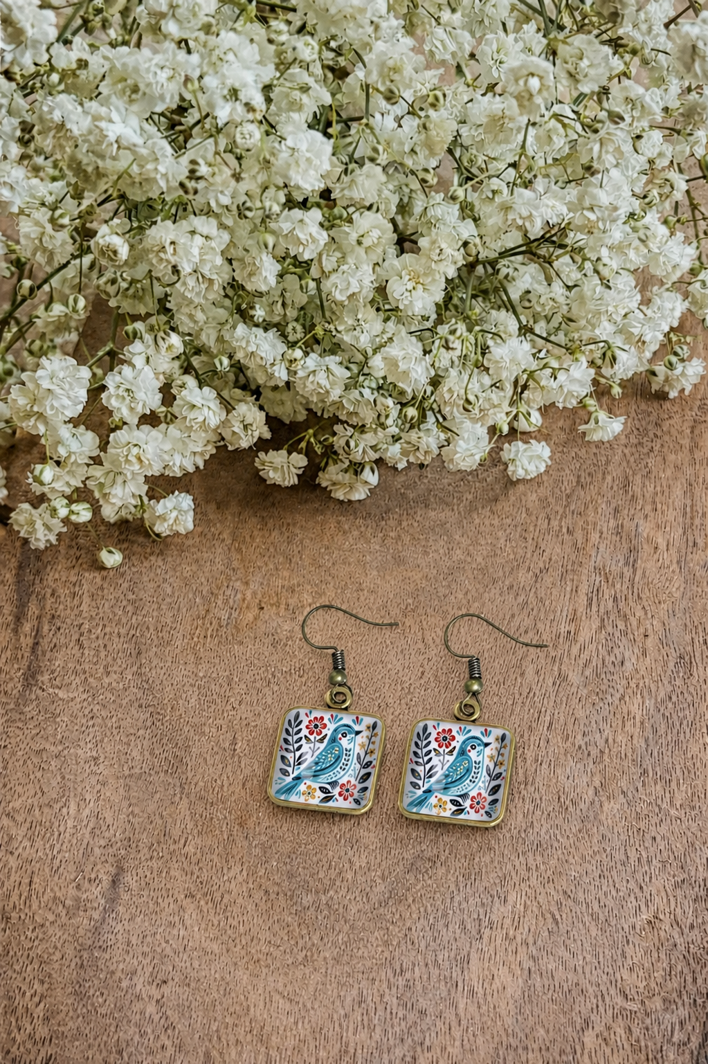 Folk Garden Bird Earrings