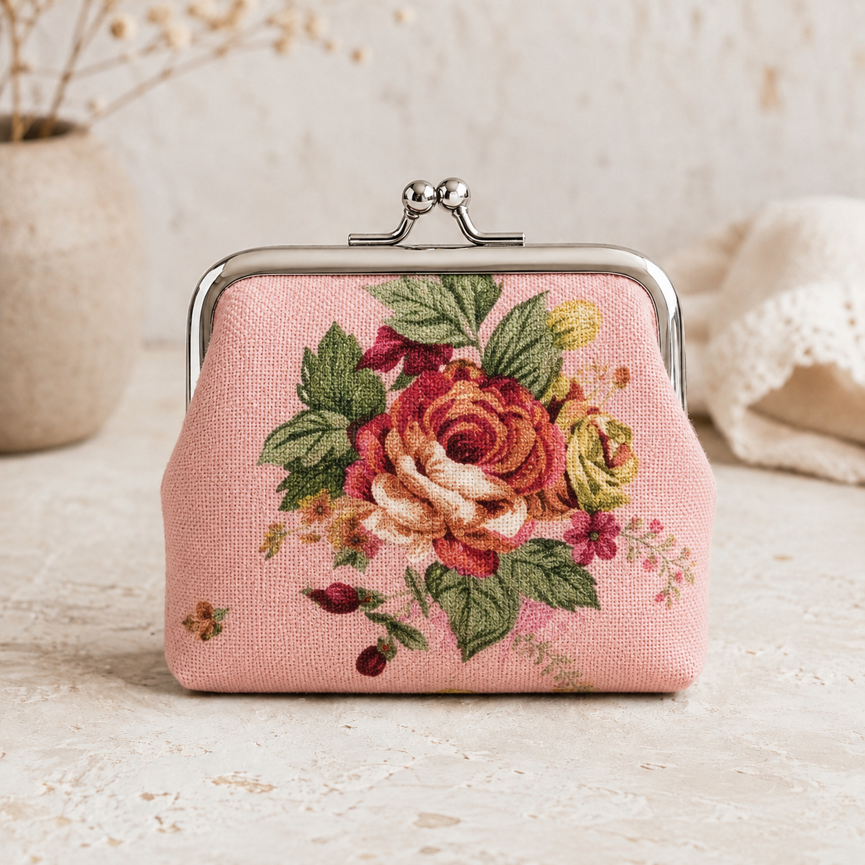 Vintage Victorian Floral Coin Purse