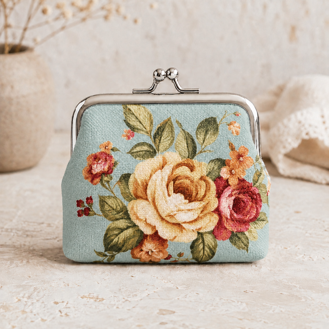 Vintage Victorian Floral Coin Purse