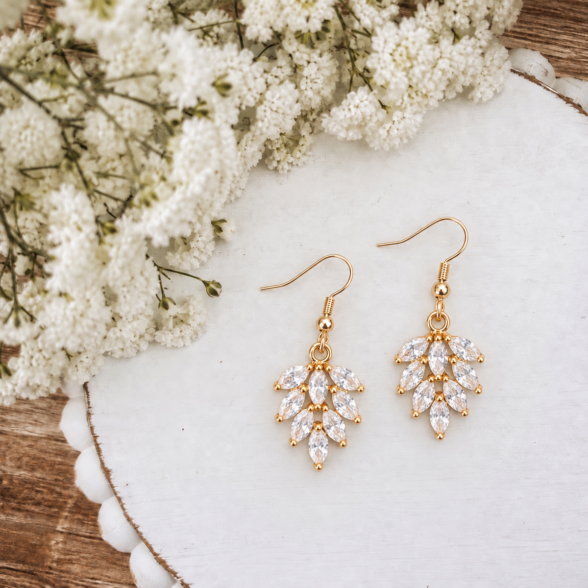 Crystal Leaf Drop Earrings