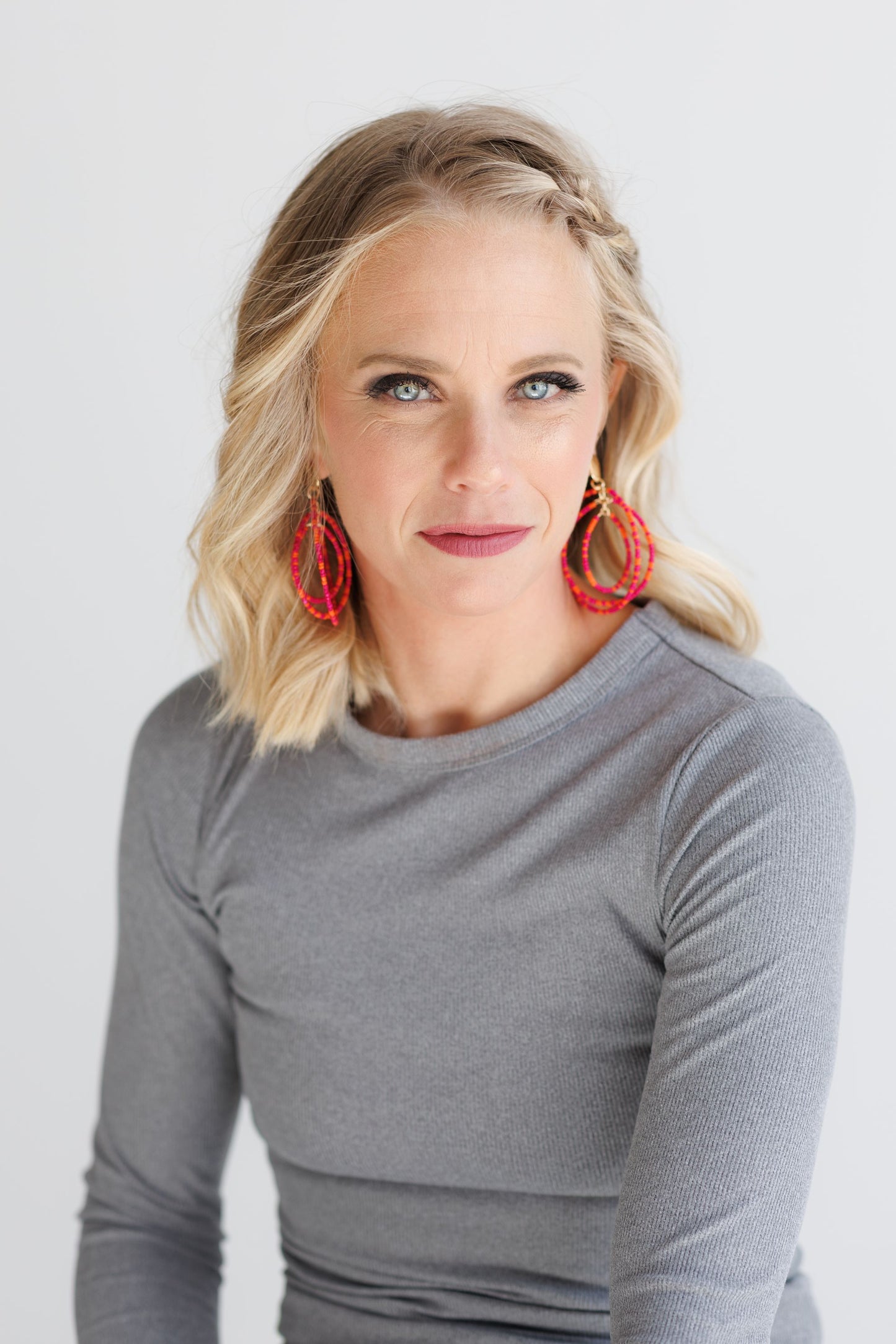Beautiful Pink Beaded Statement Earrings