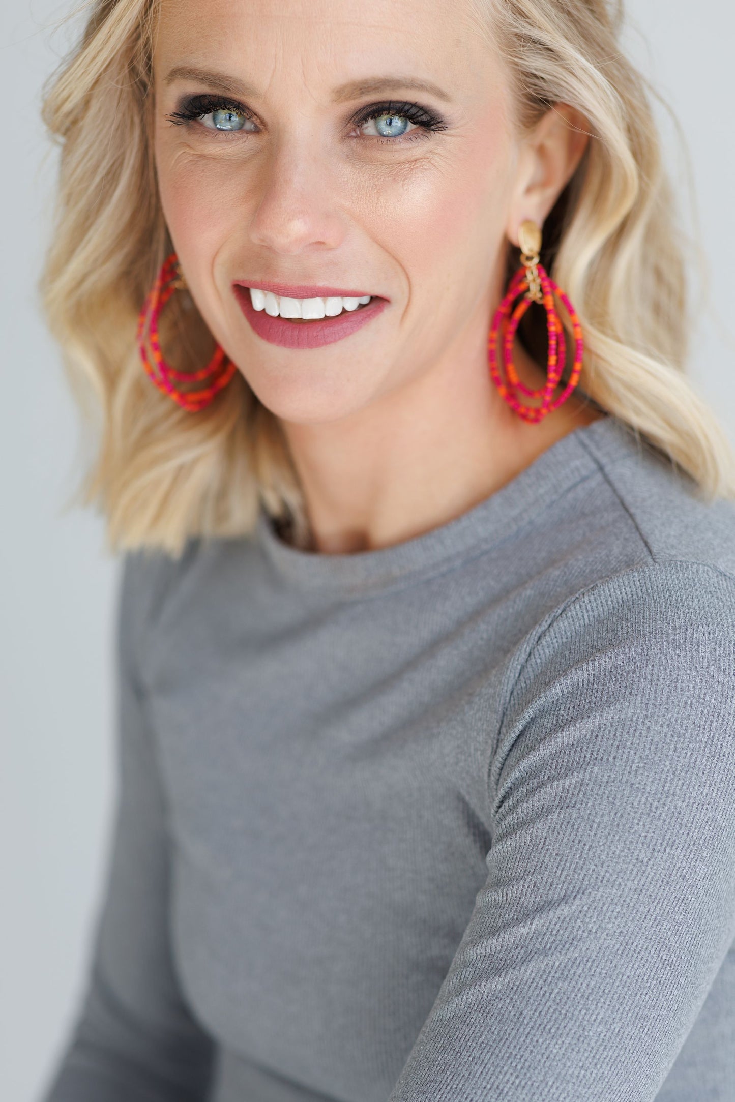 Beautiful Pink Beaded Statement Earrings