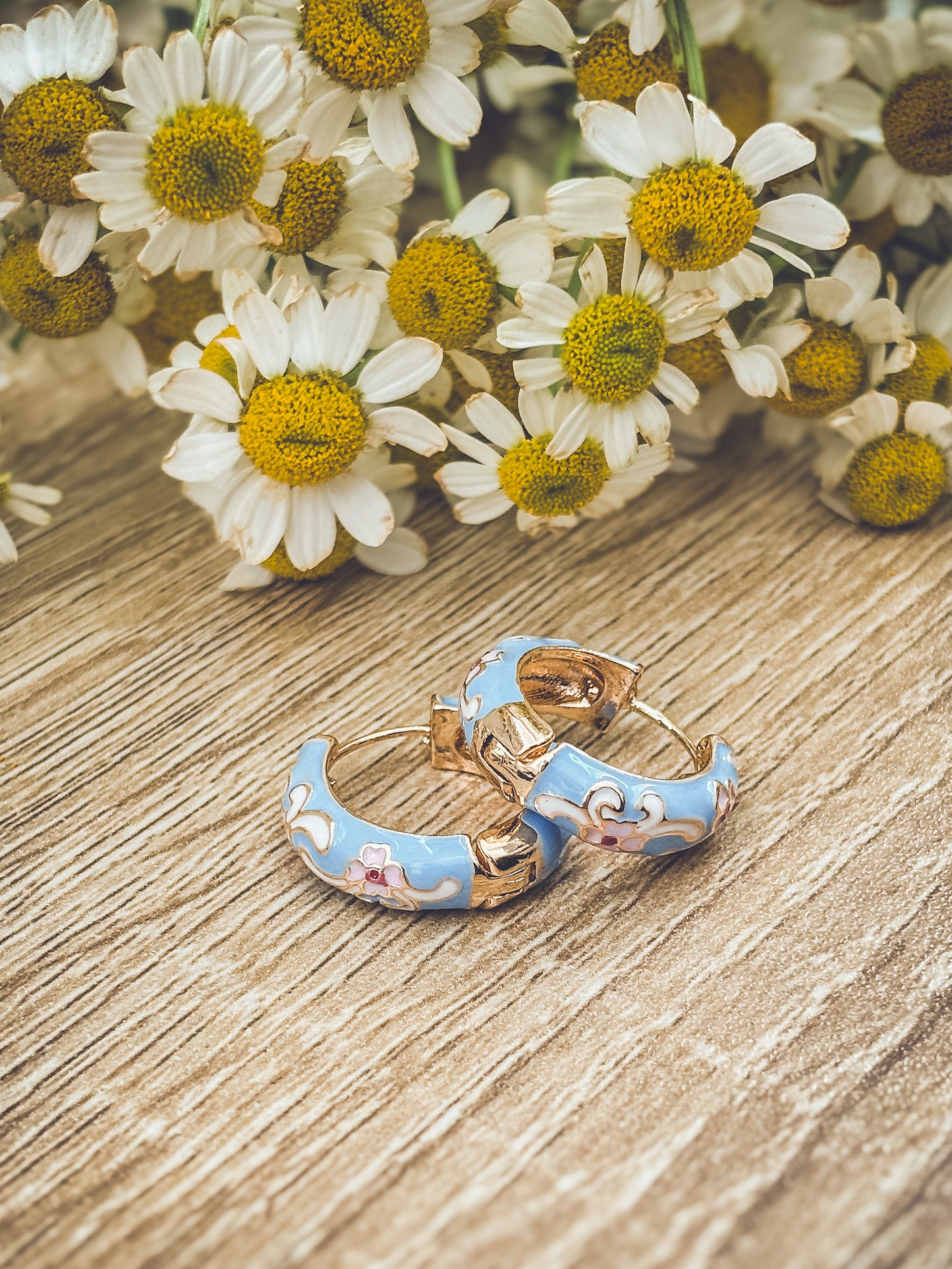 Beautiful Small Pastel Blue Hoop Earrings