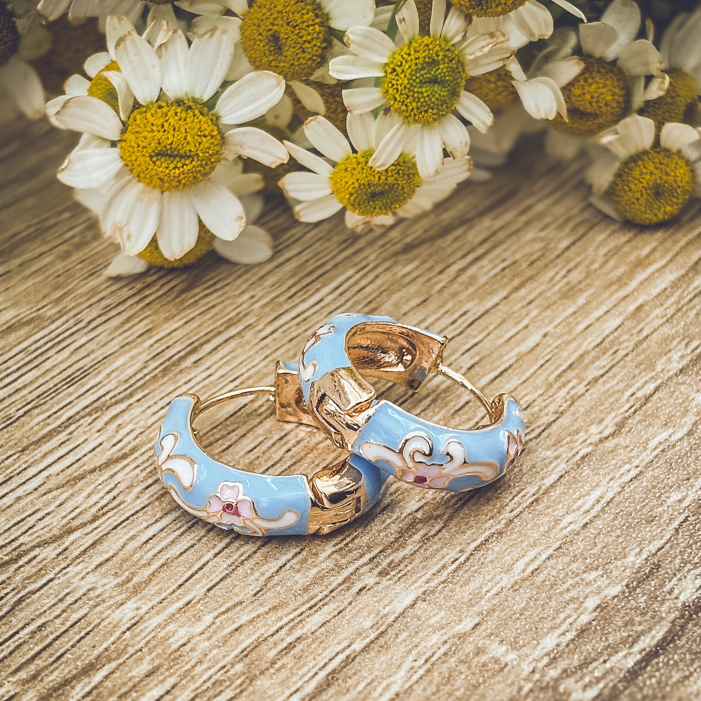 Beautiful Small Pastel Blue Hoop Earrings