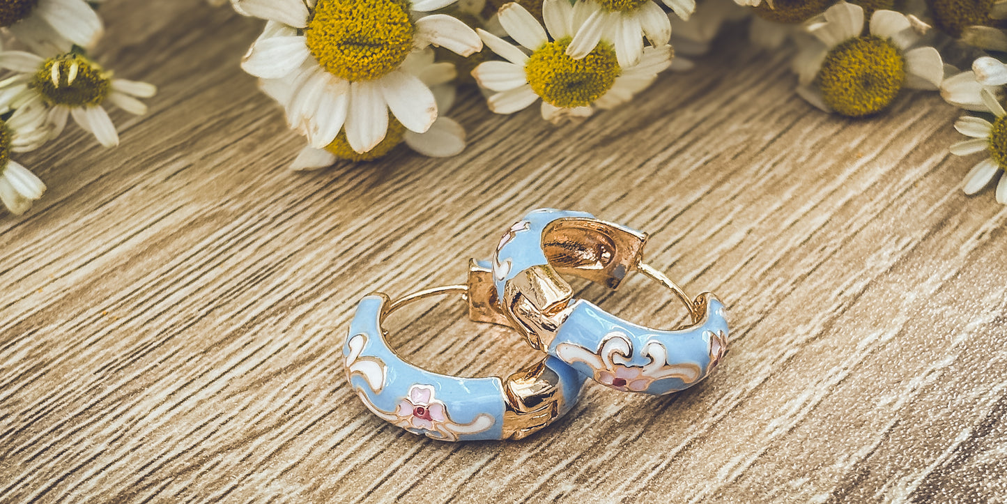 Beautiful Small Pastel Blue Hoop Earrings